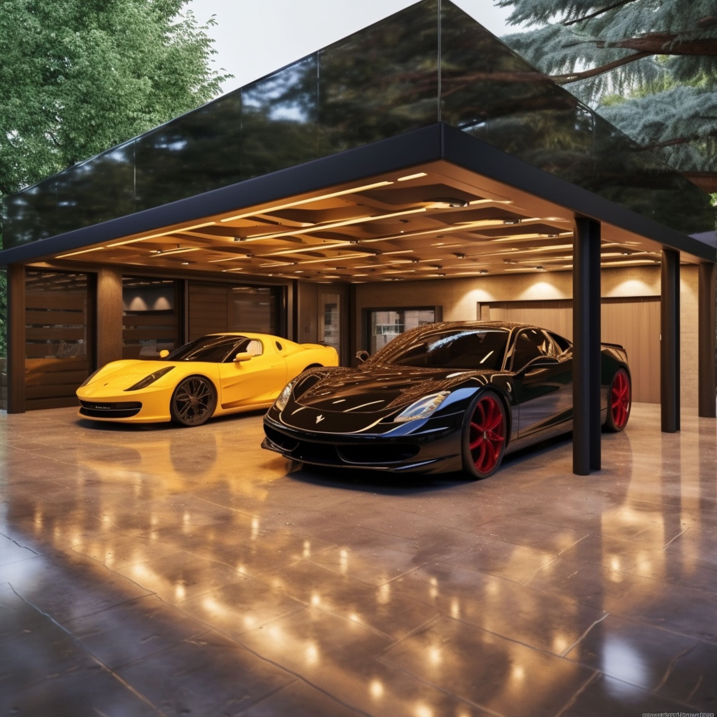 Ultra Luxurious Carport With Parked Supercars