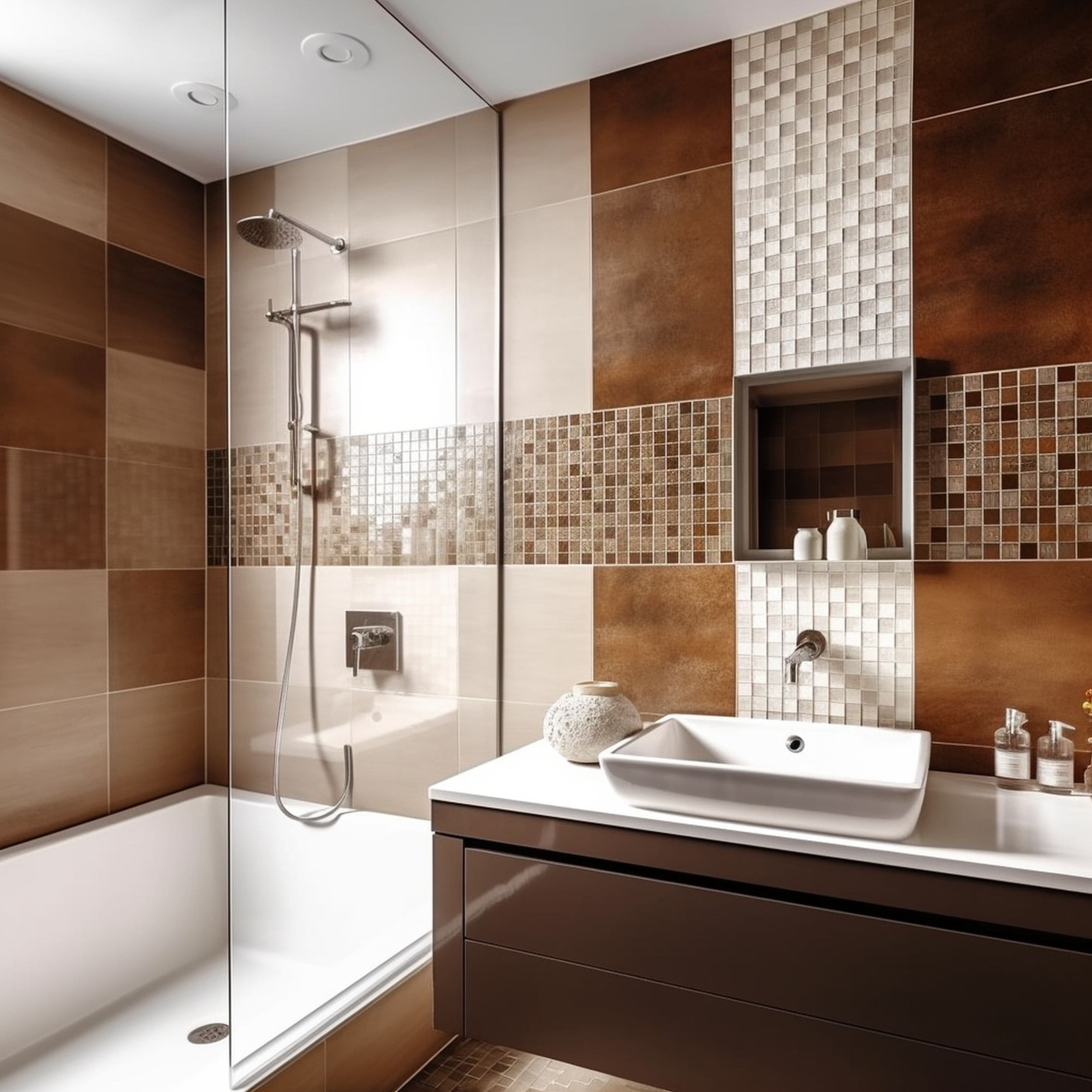 Horizontal Waterfall Shower Tile Design