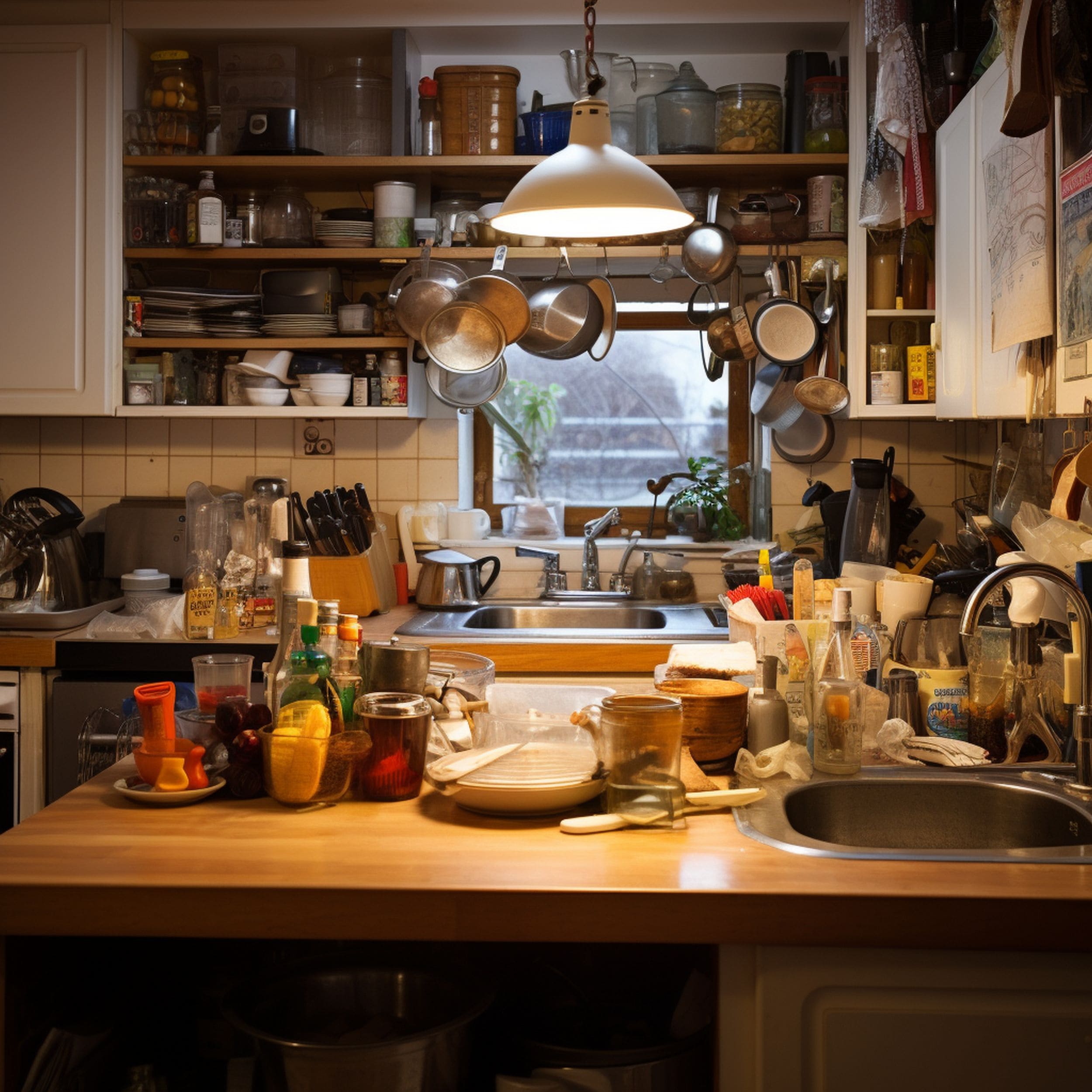 Kitschy Orange Kitchen With Blue Fridge