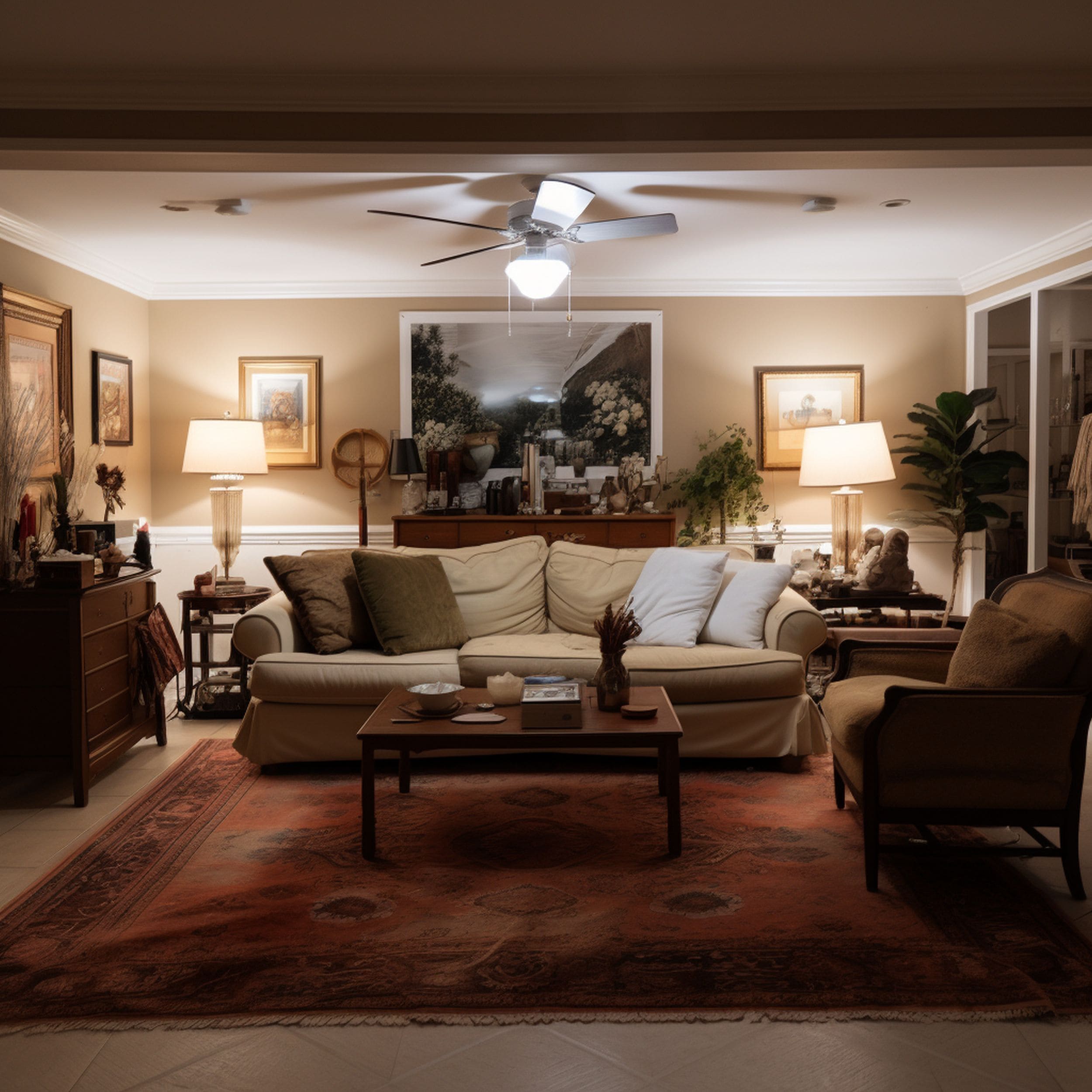 Outdated Living Room With Poor Lighting