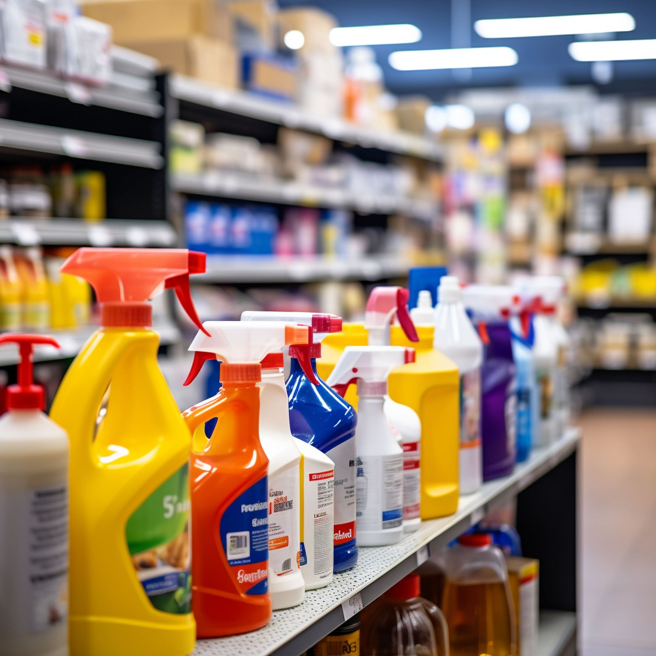 Cleaning Products Section at Home Improvement Store