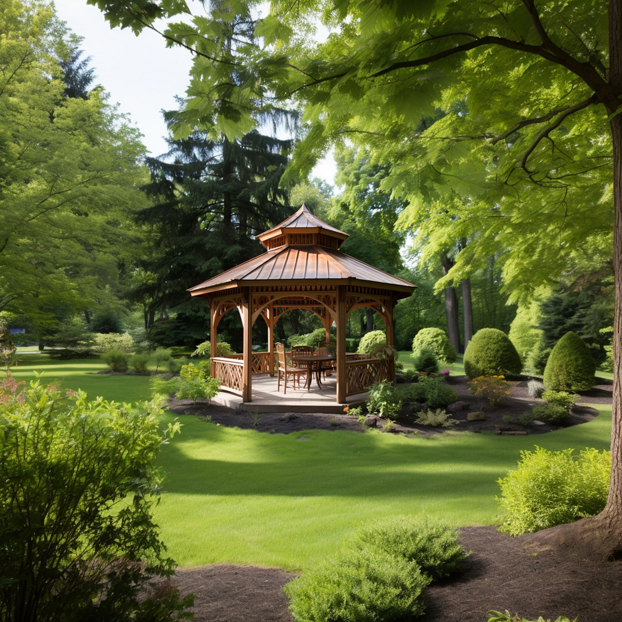 Gazebo Situated in the Center of the Yard
