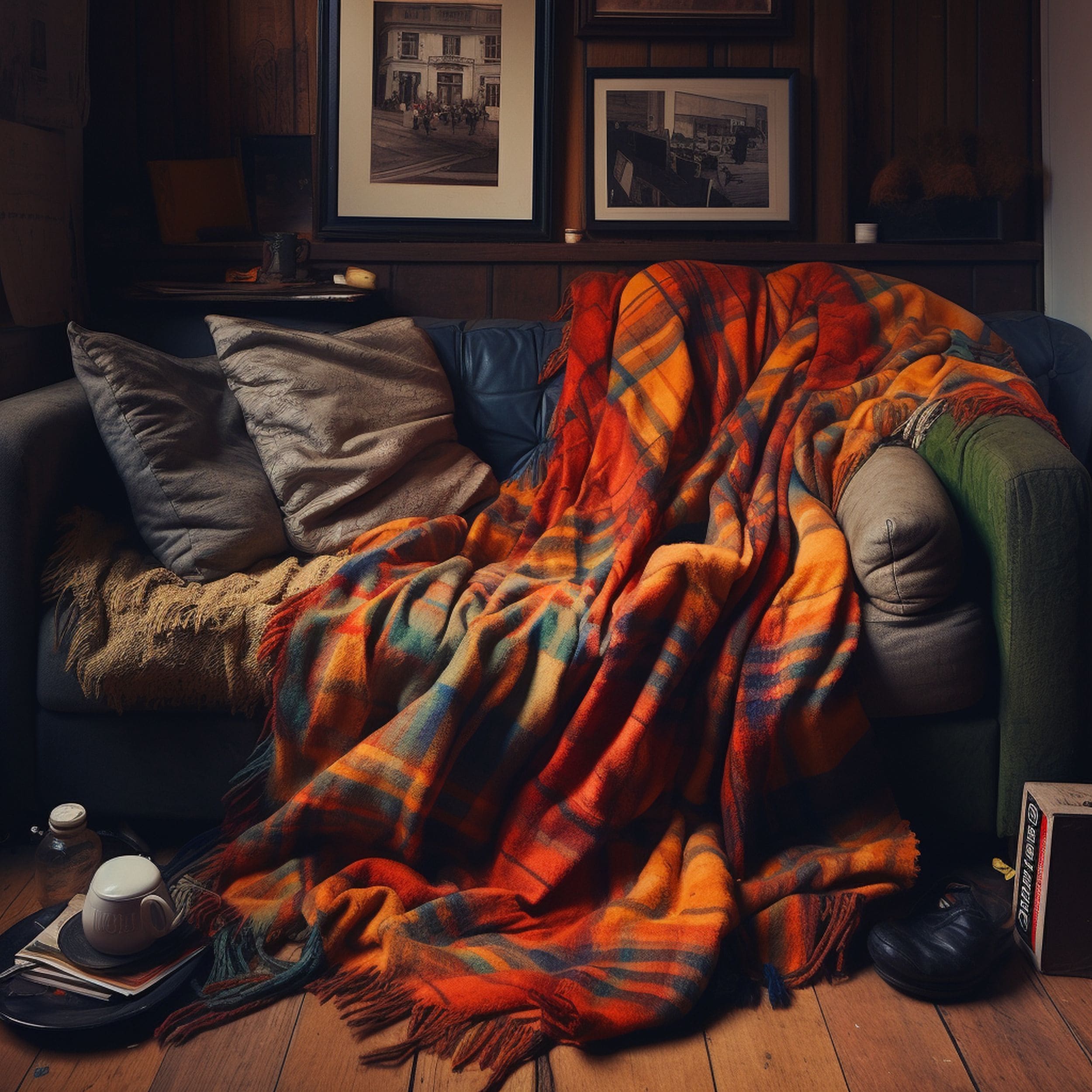 Warm Blanket on a Couch