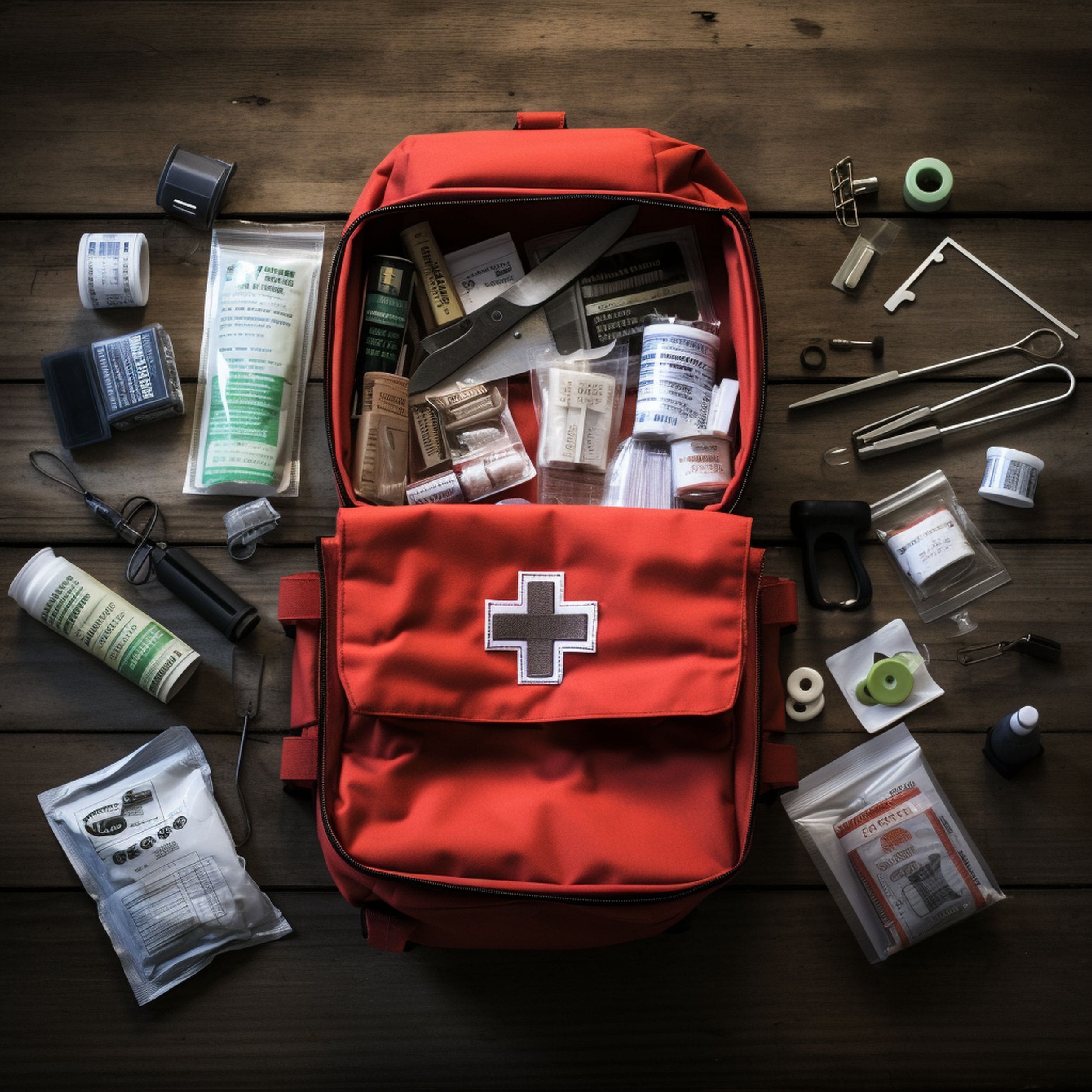 Medicine Kit With Exposed Tools and Supplies