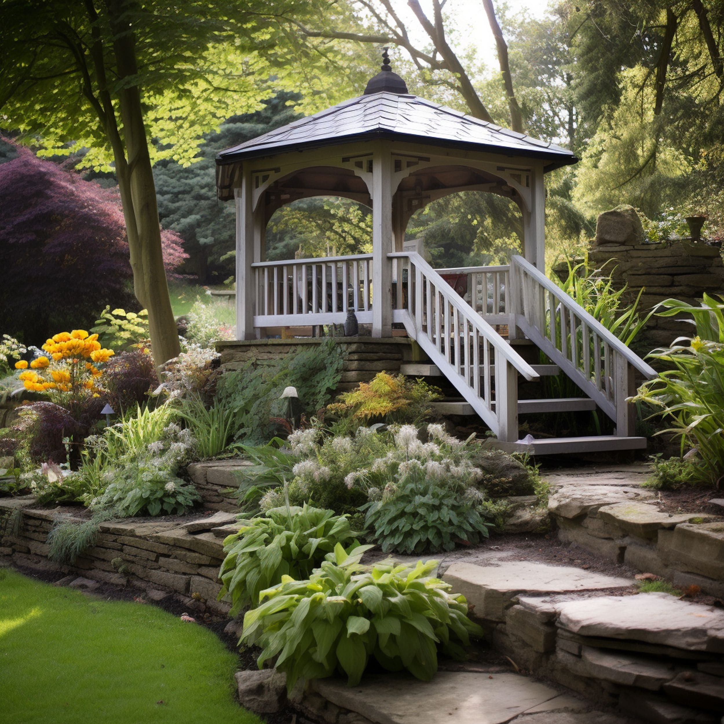 Gazebo Situated on a Raised Area