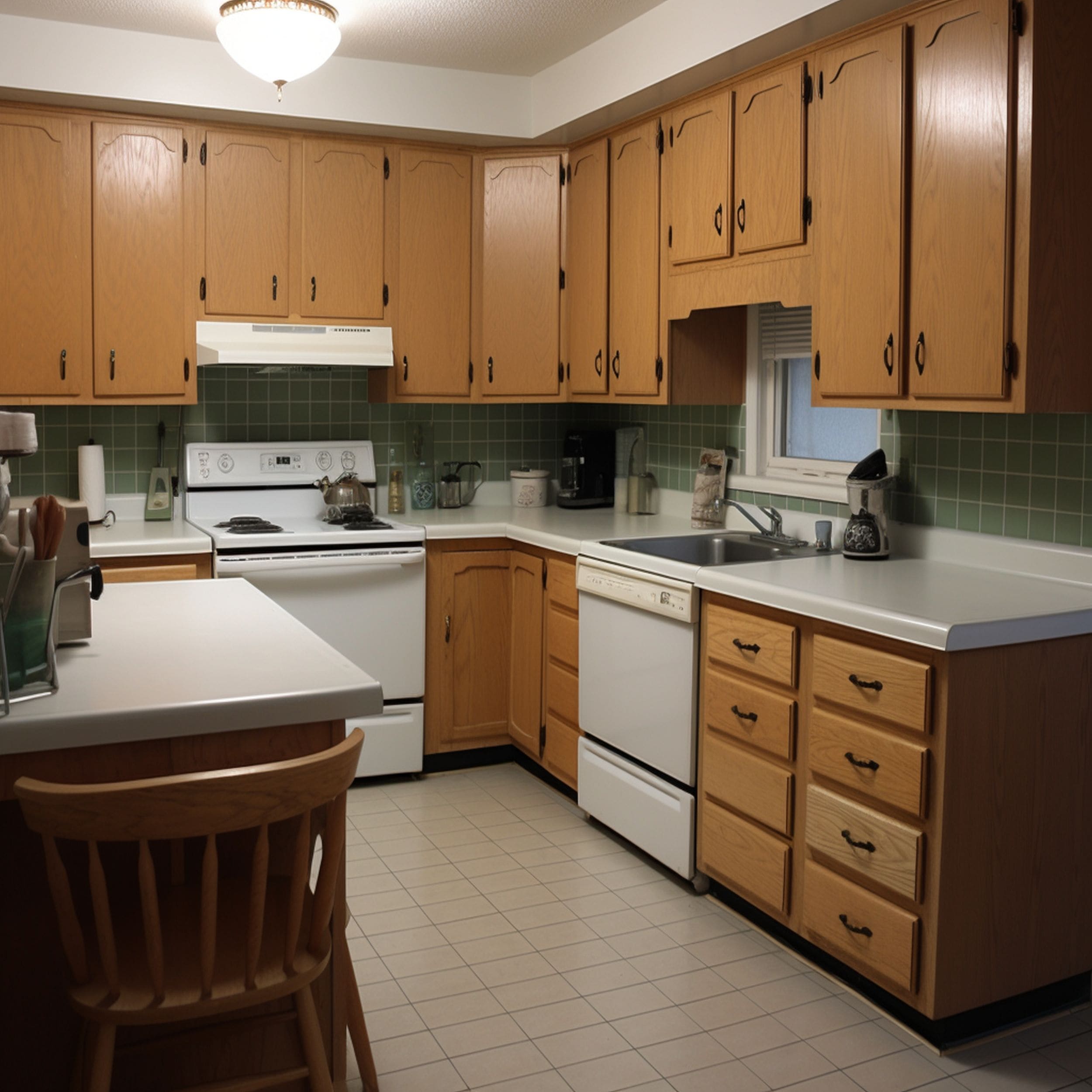 Outdated Beige Kitchen Cabinets