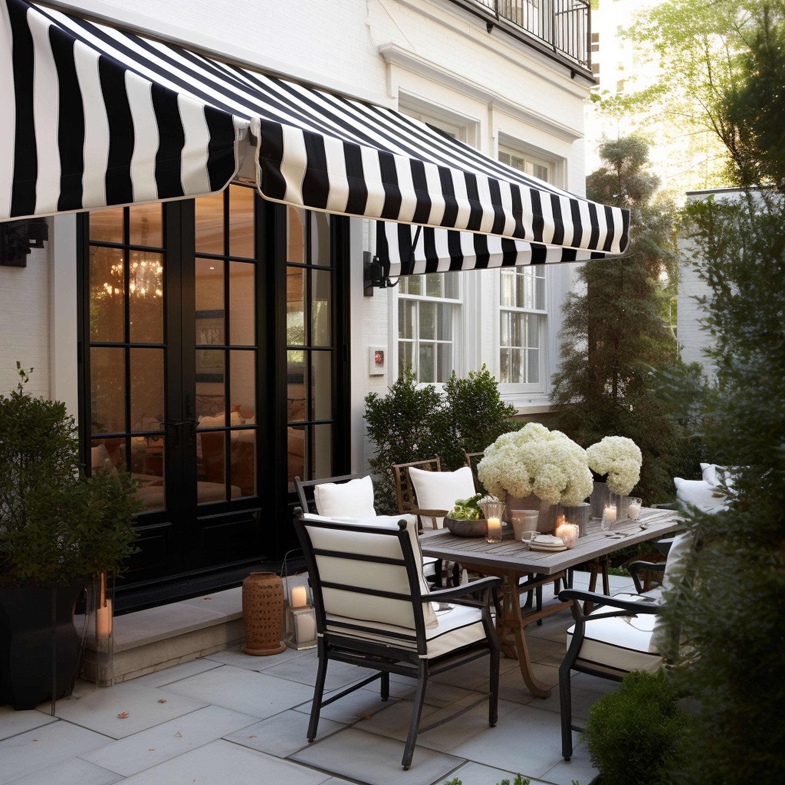 Black and White Patio Awning