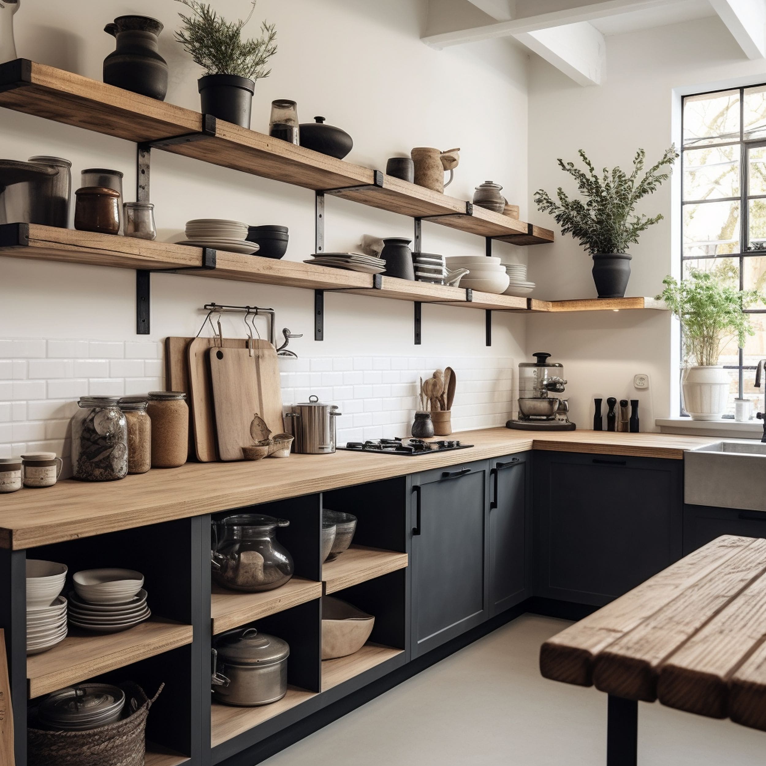 Floating Shelves With Black Accented Frame