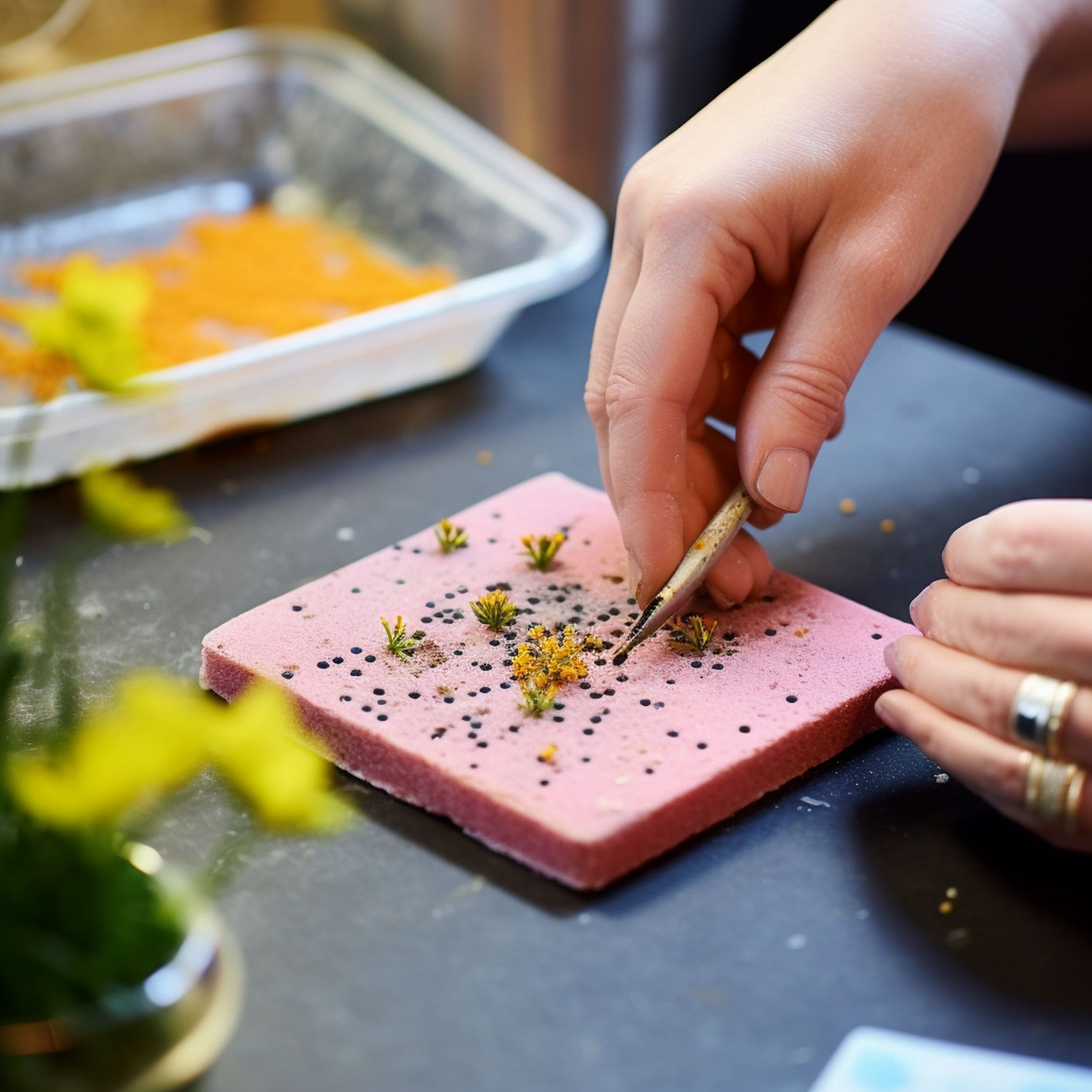 Old Sponge Reused for Starting Plant Seeds