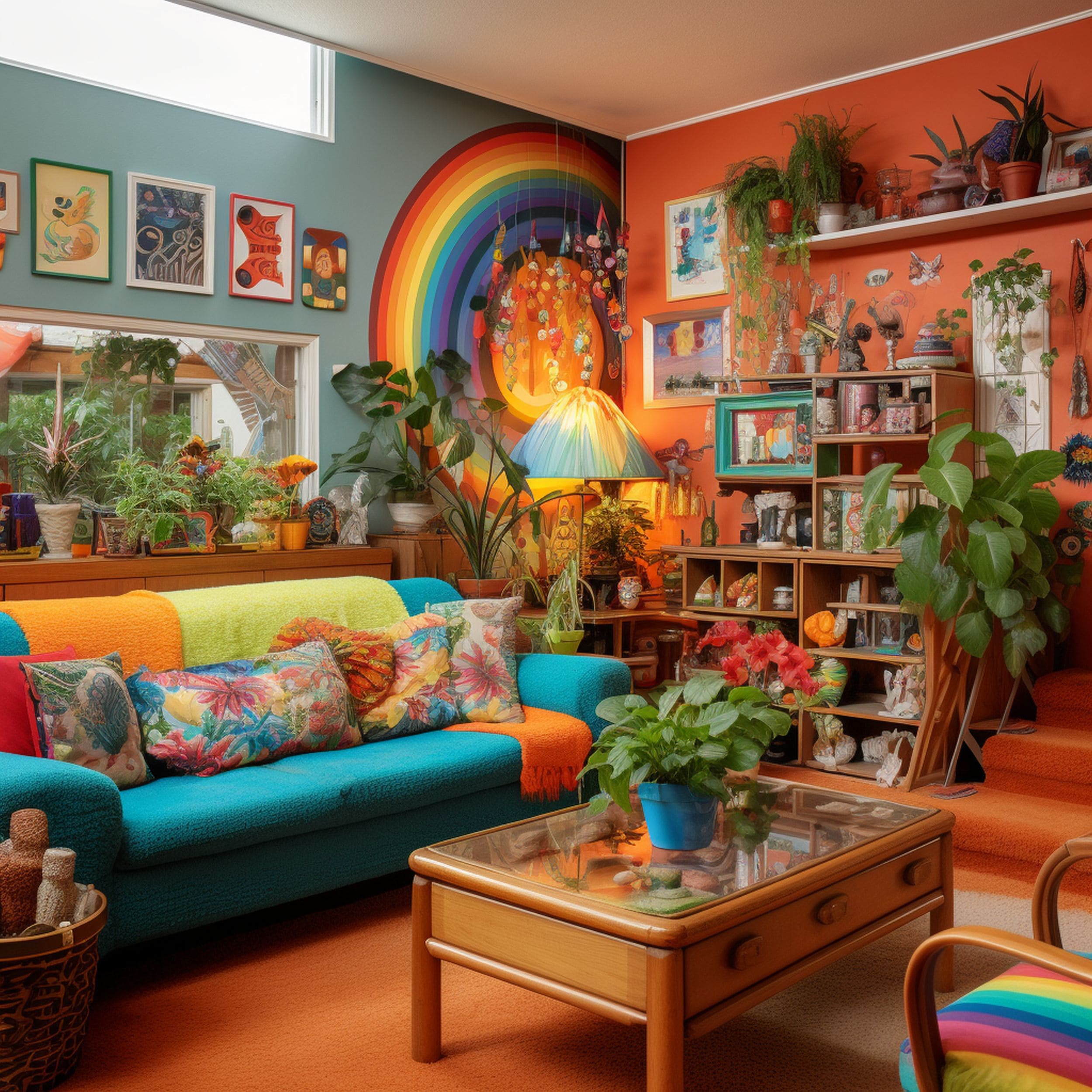 Kitschy Living Room With Cluttered Decorations