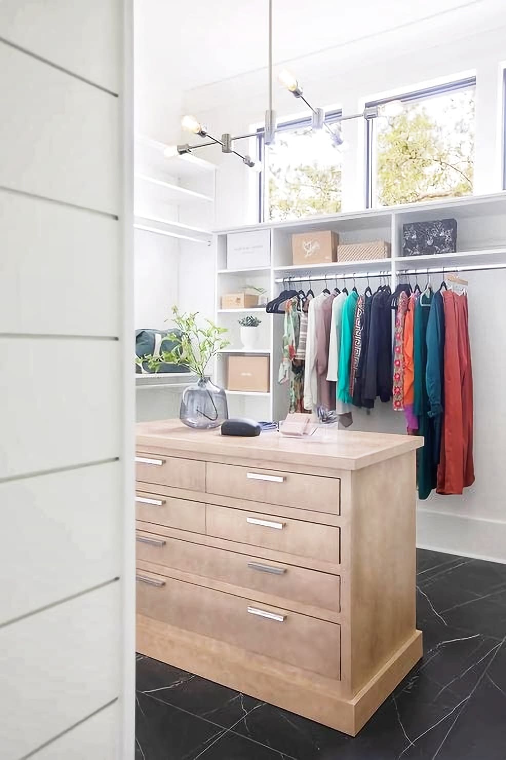 Stylish Walk in Closet With Clerestory Windows