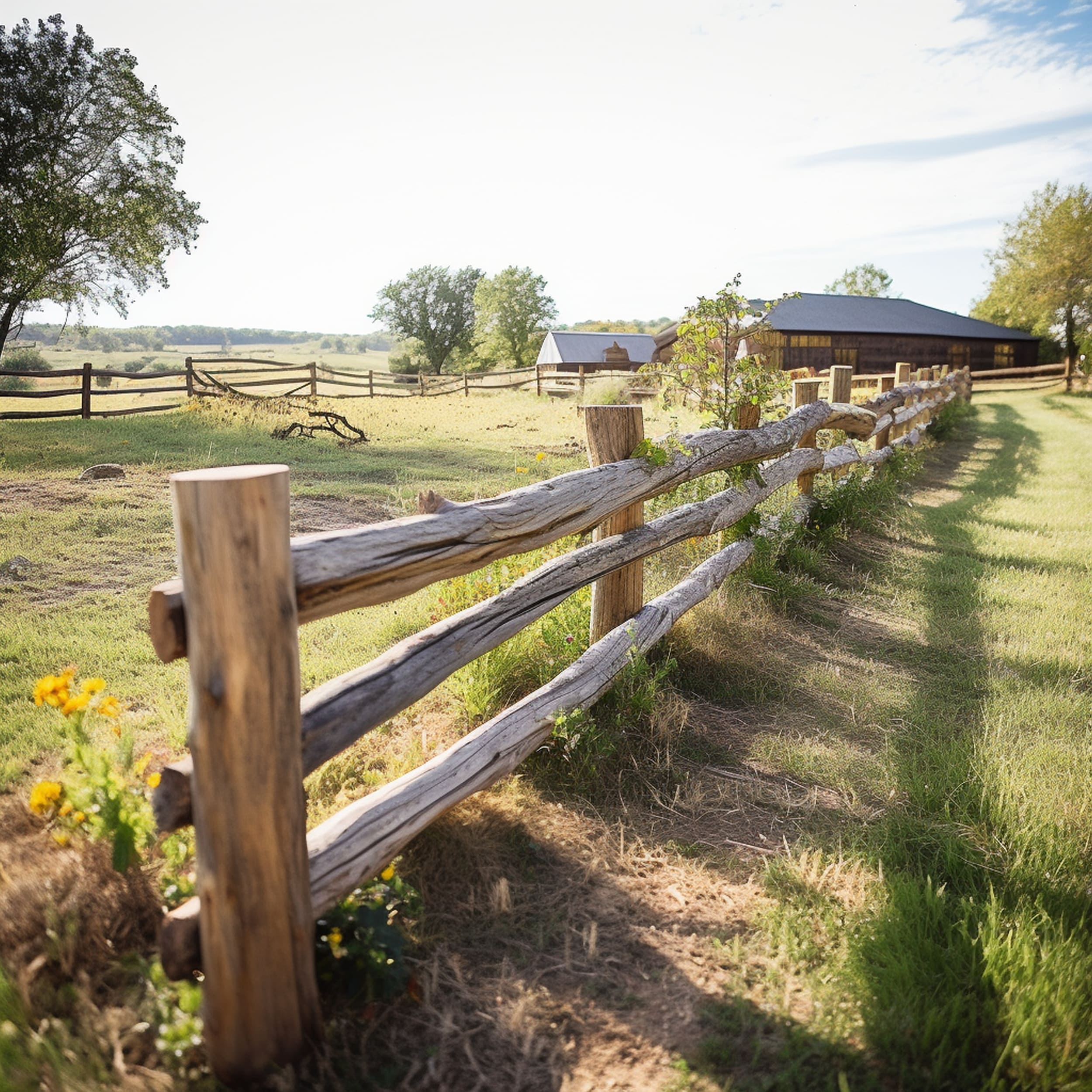 Rustic Wood Split Rail Fence