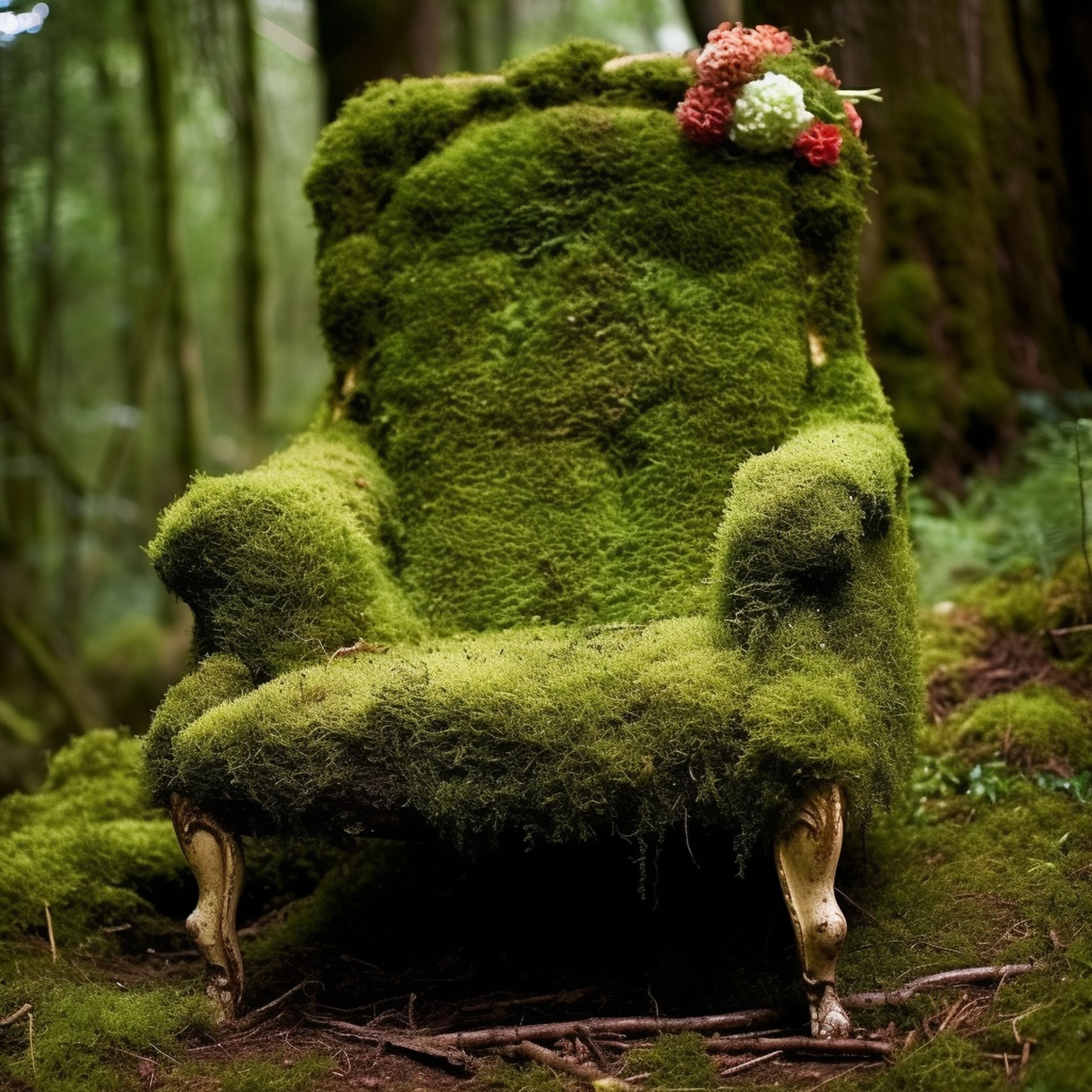Whimsical Moss Covered Chair