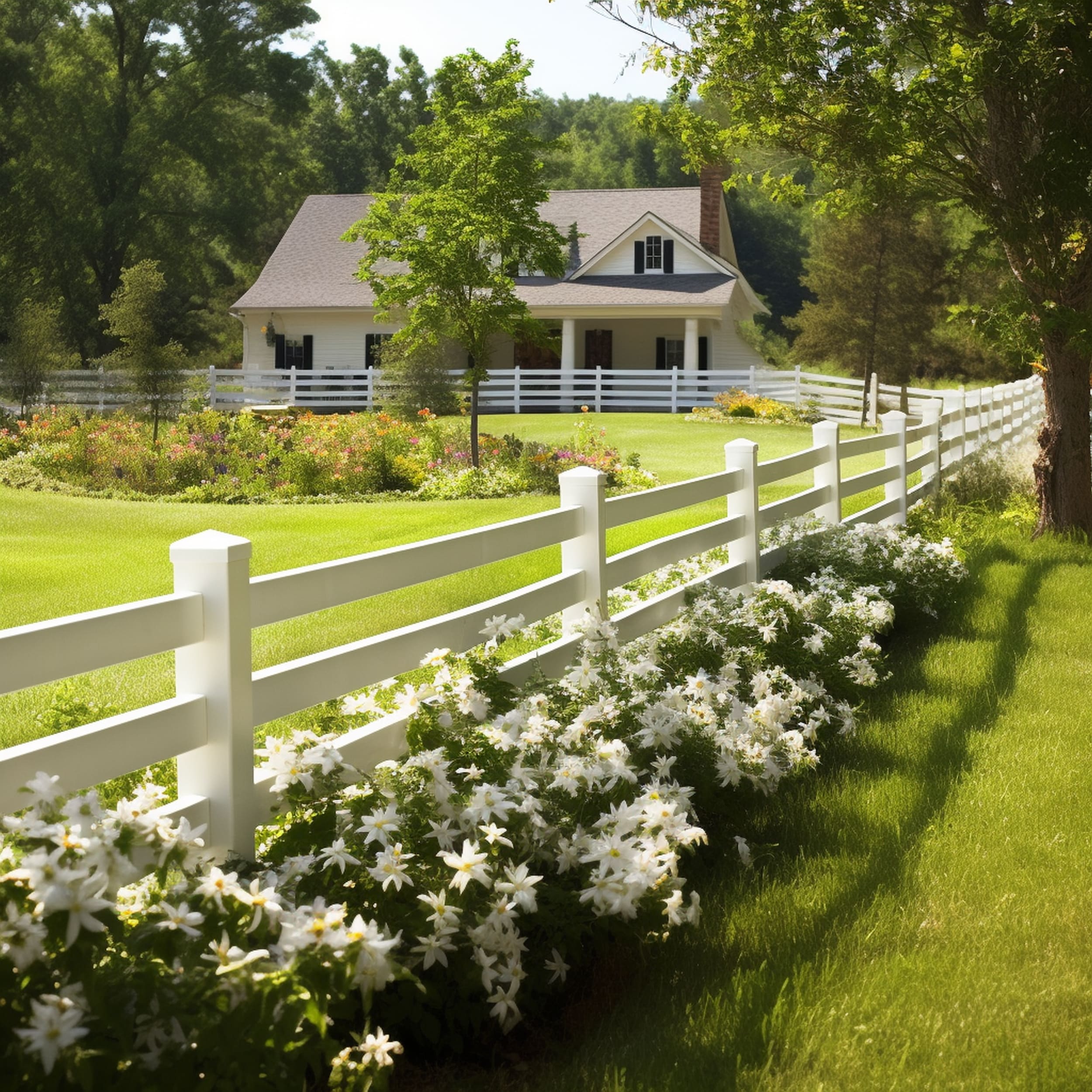 White Vinyl Split Rail Fence