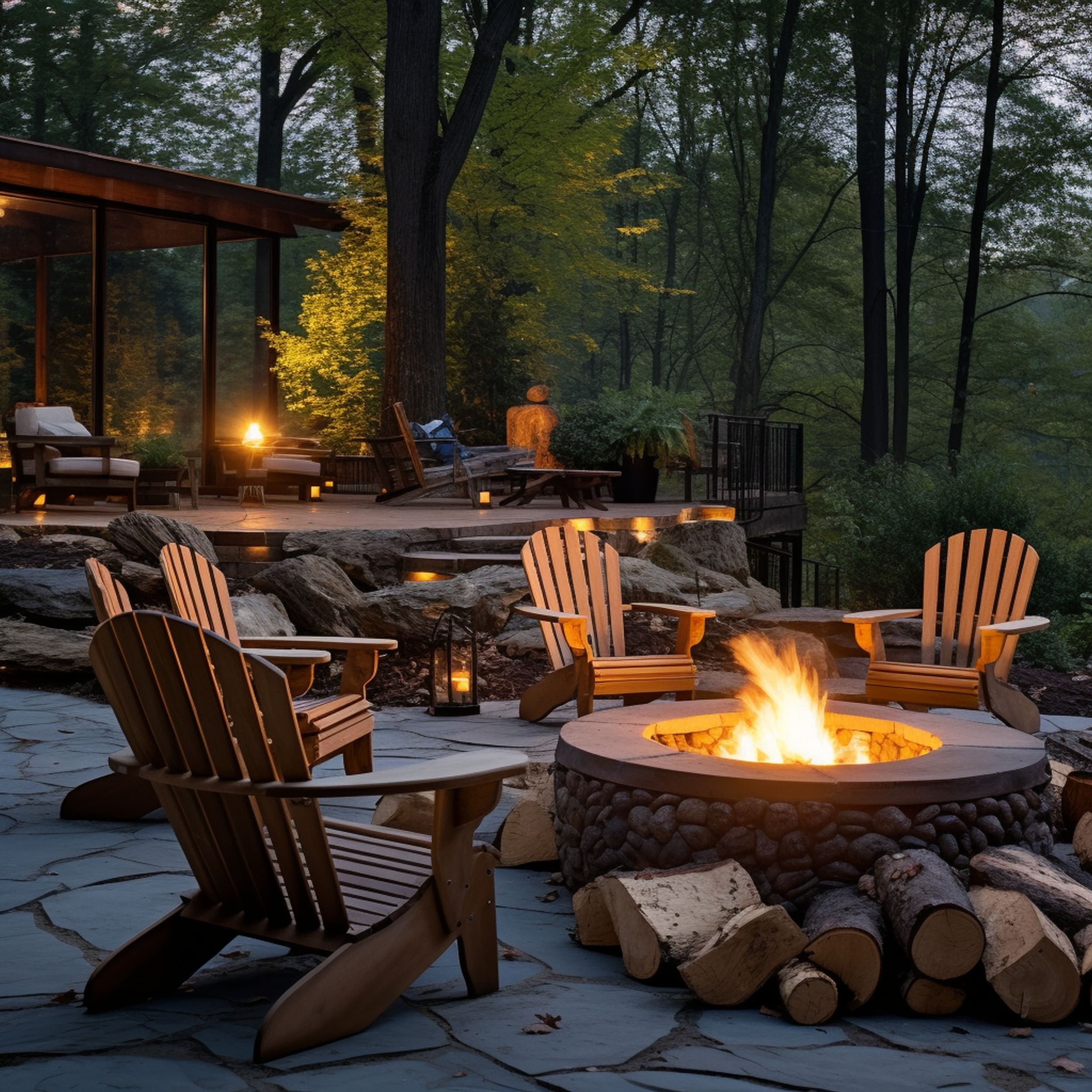 Wood Burning Fire Pit on a Patio