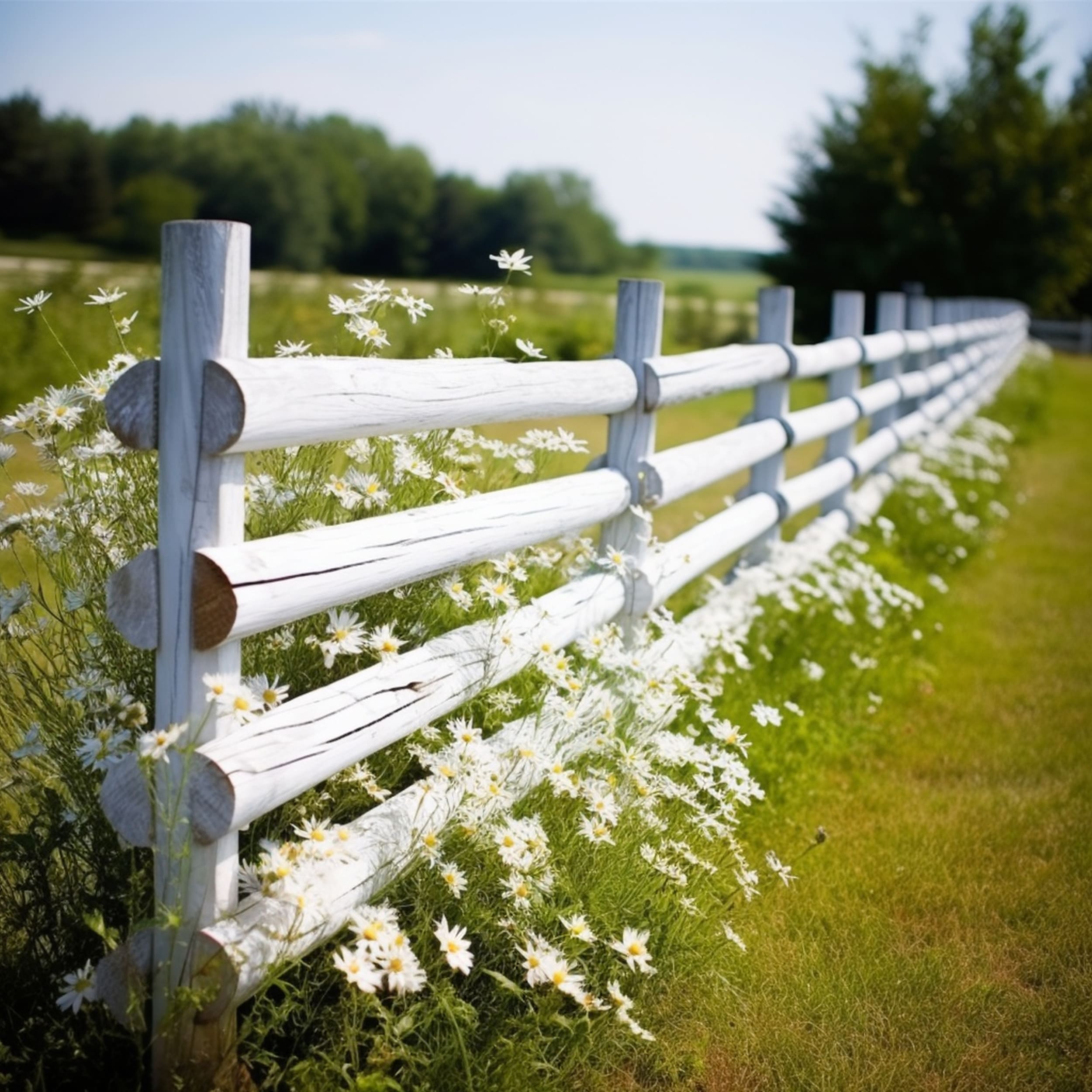 White Split Rail Fence