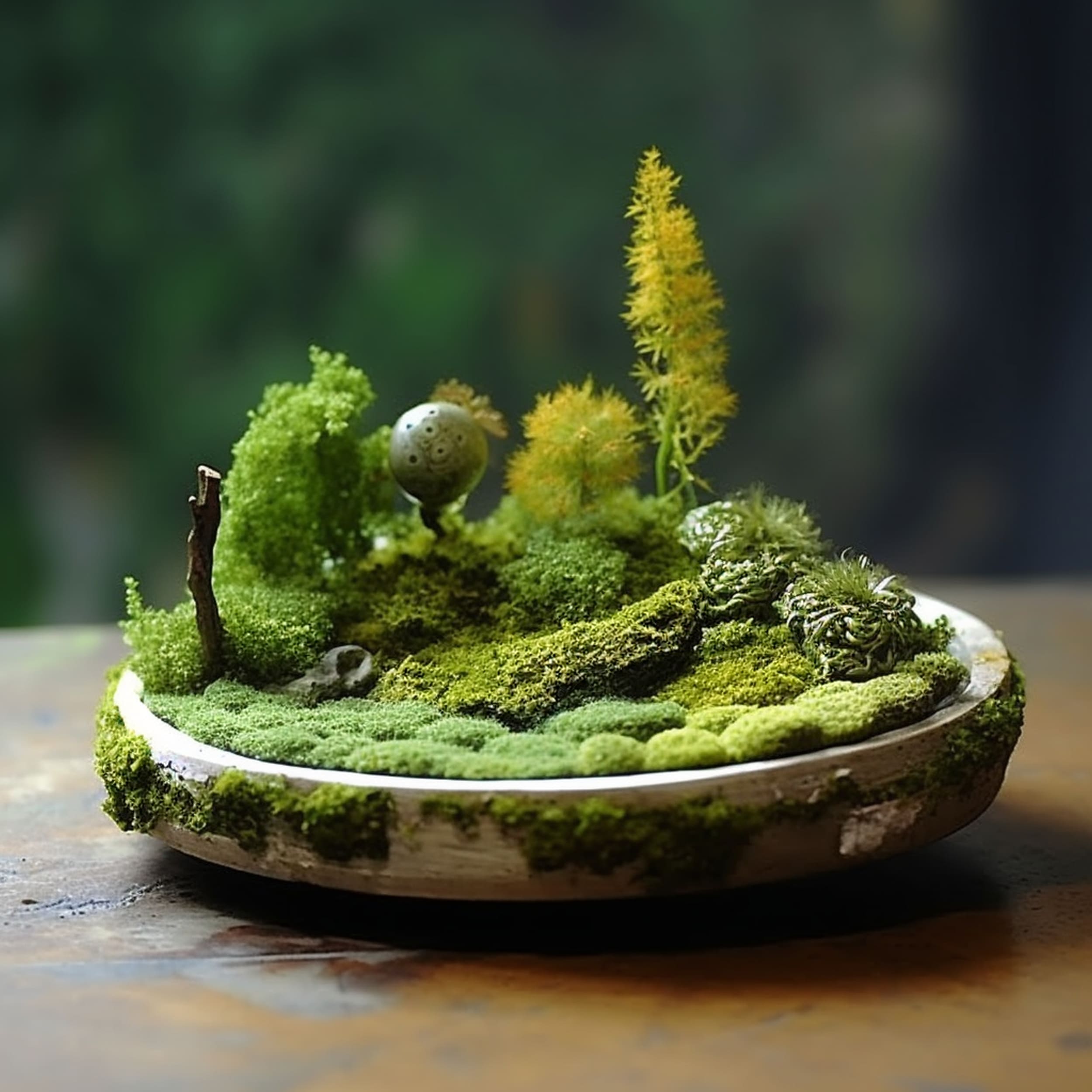 Moss Garden in a Ceramic Dish