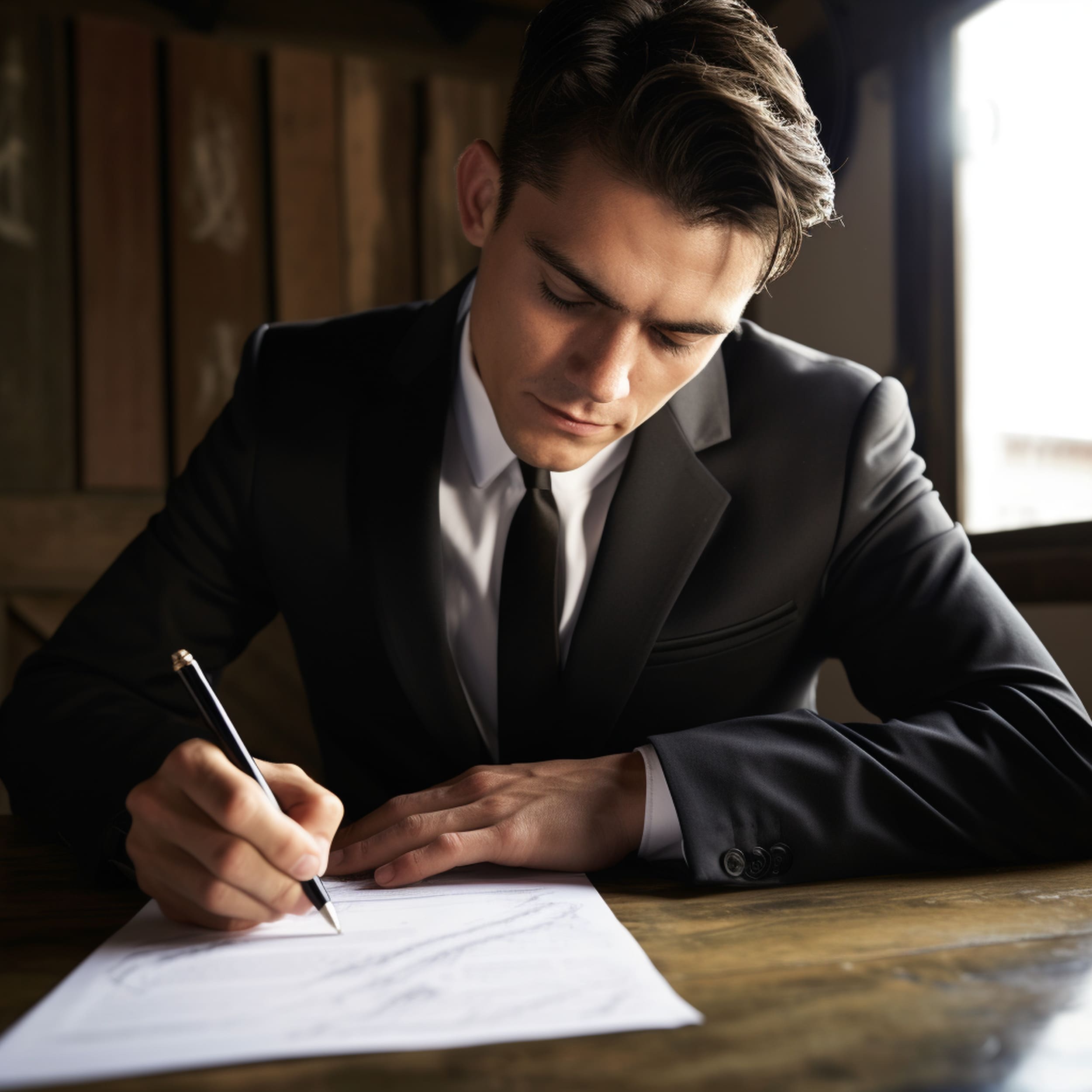 Professional Looking Guy Signing a Document
