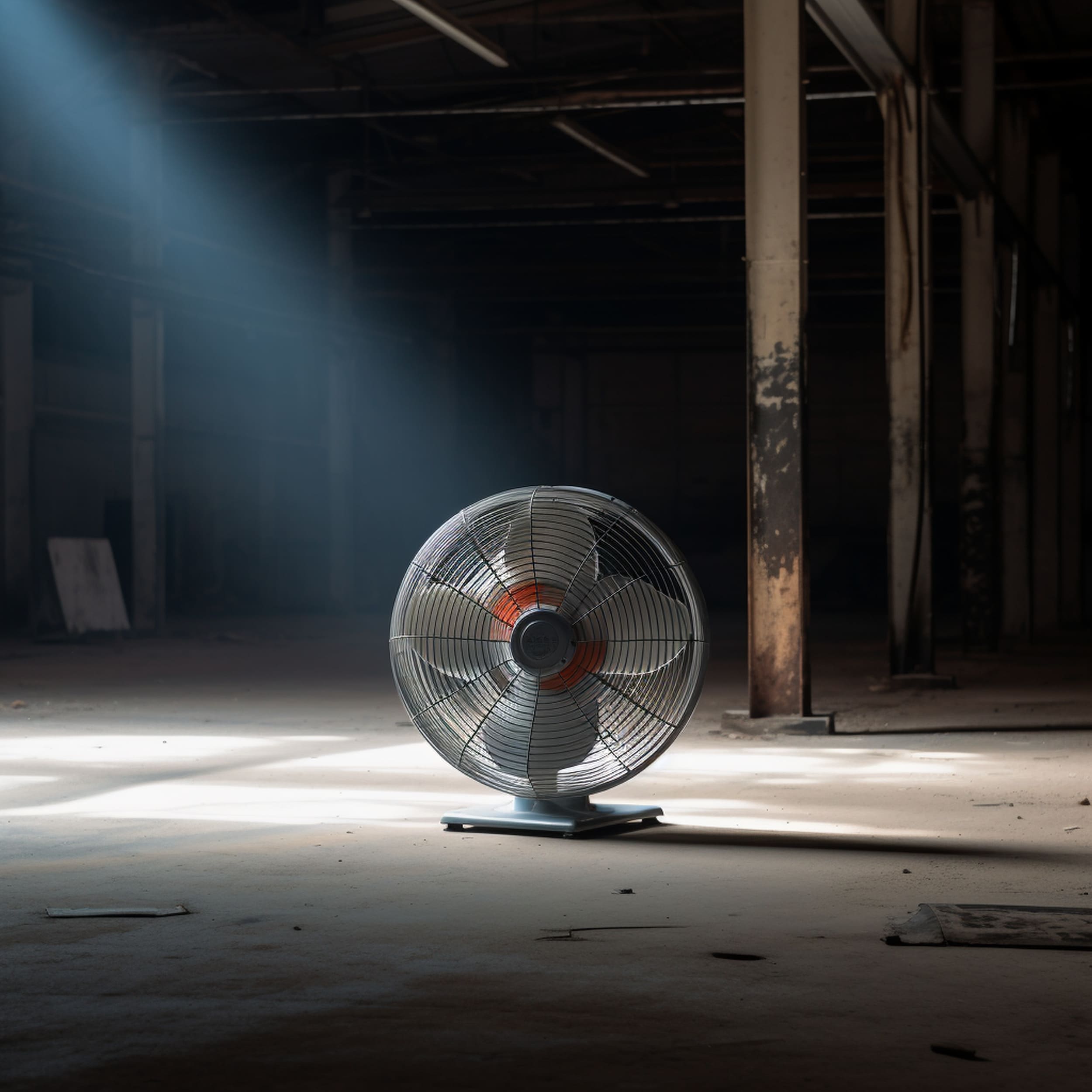 Portable Fan in a Garage