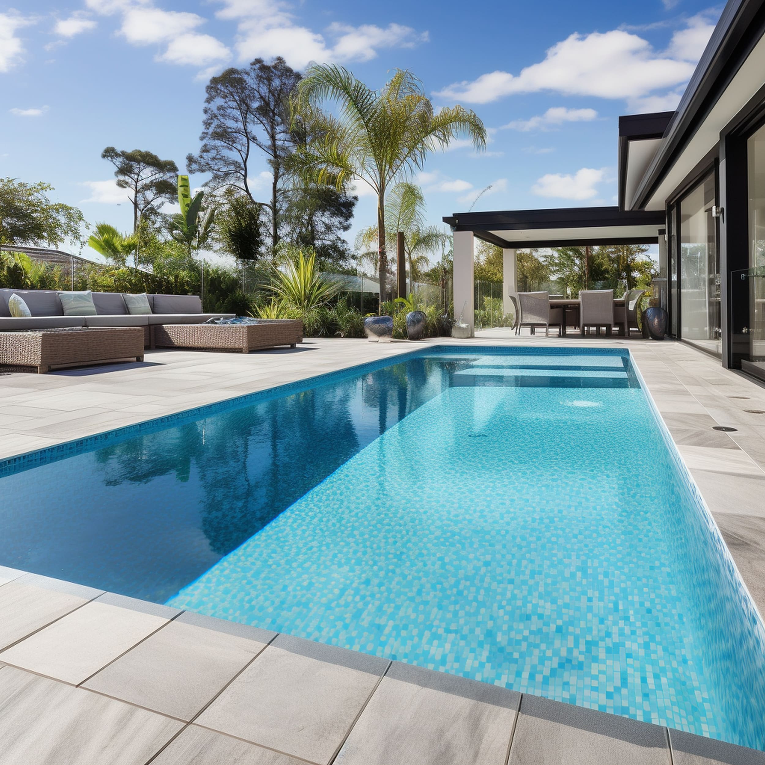 Swimming Pool Finished With Ceramic Tile