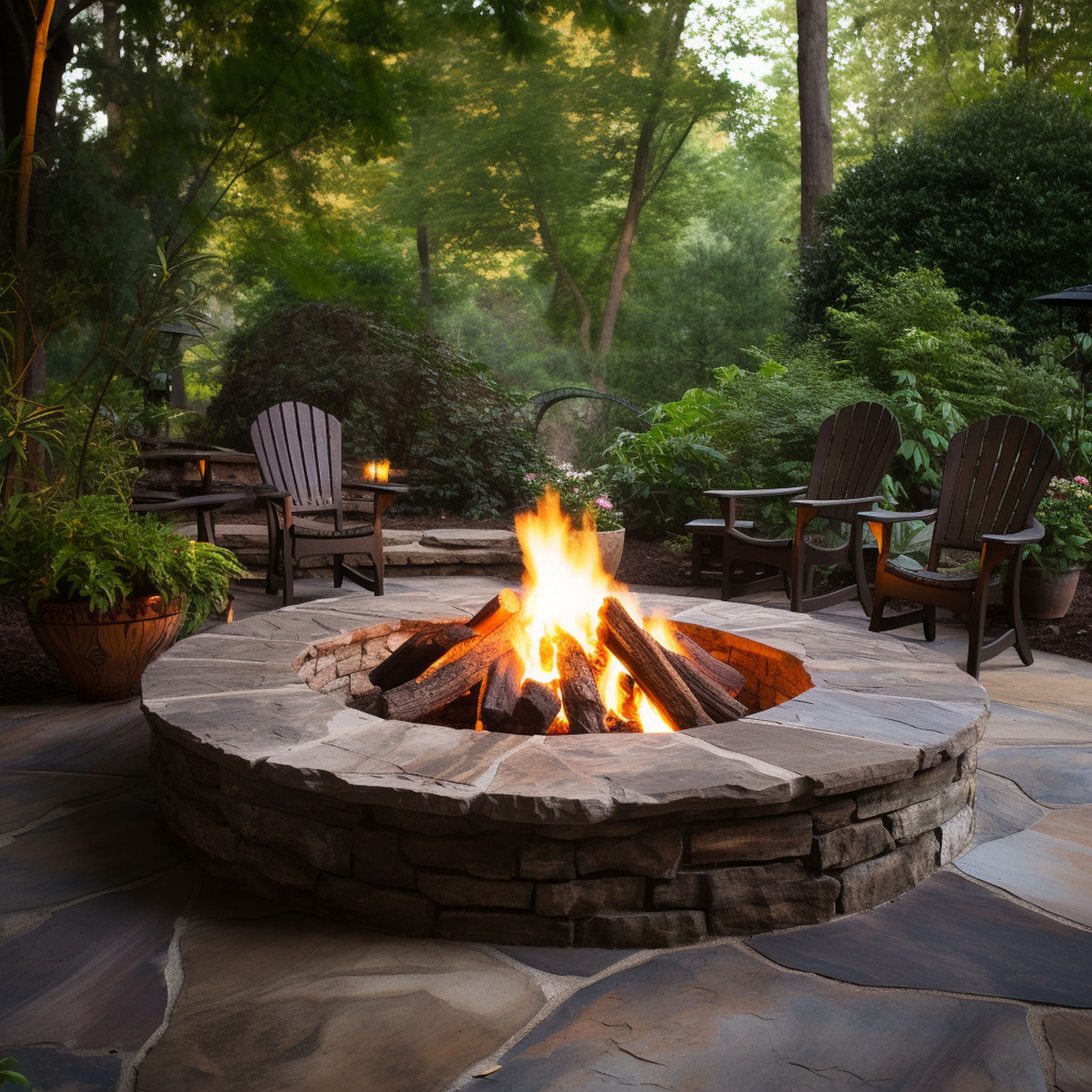Masonry Fire Pit on a Patio
