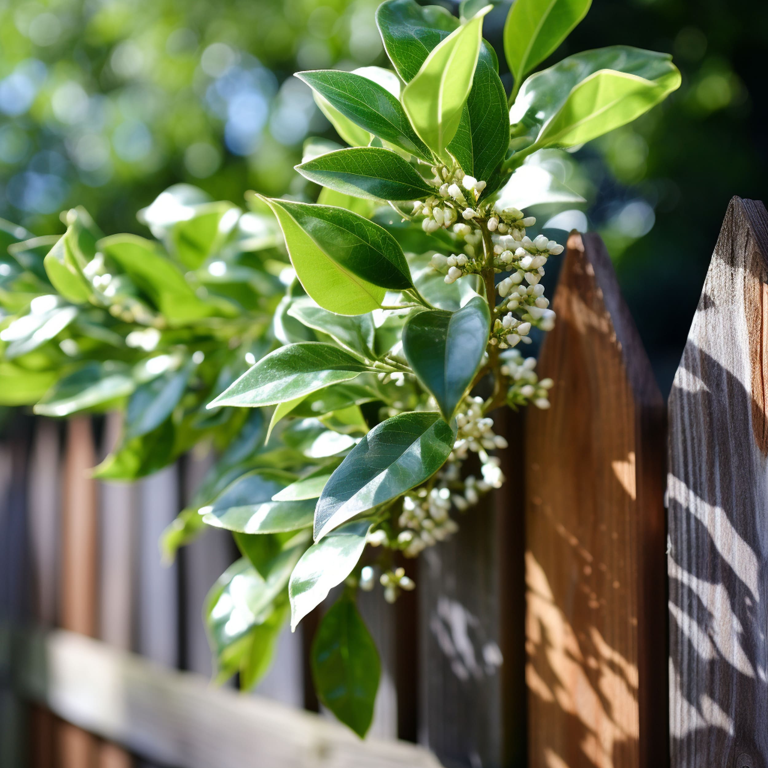 Cherry Laurel Plant Growing on Fence