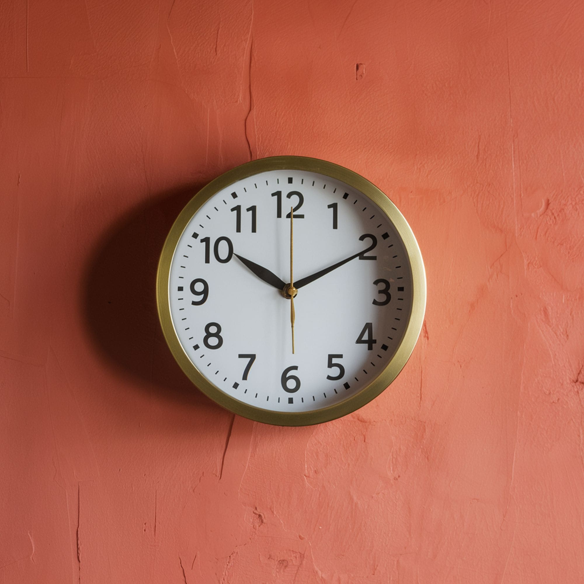 Gold Clock on Coral Wall