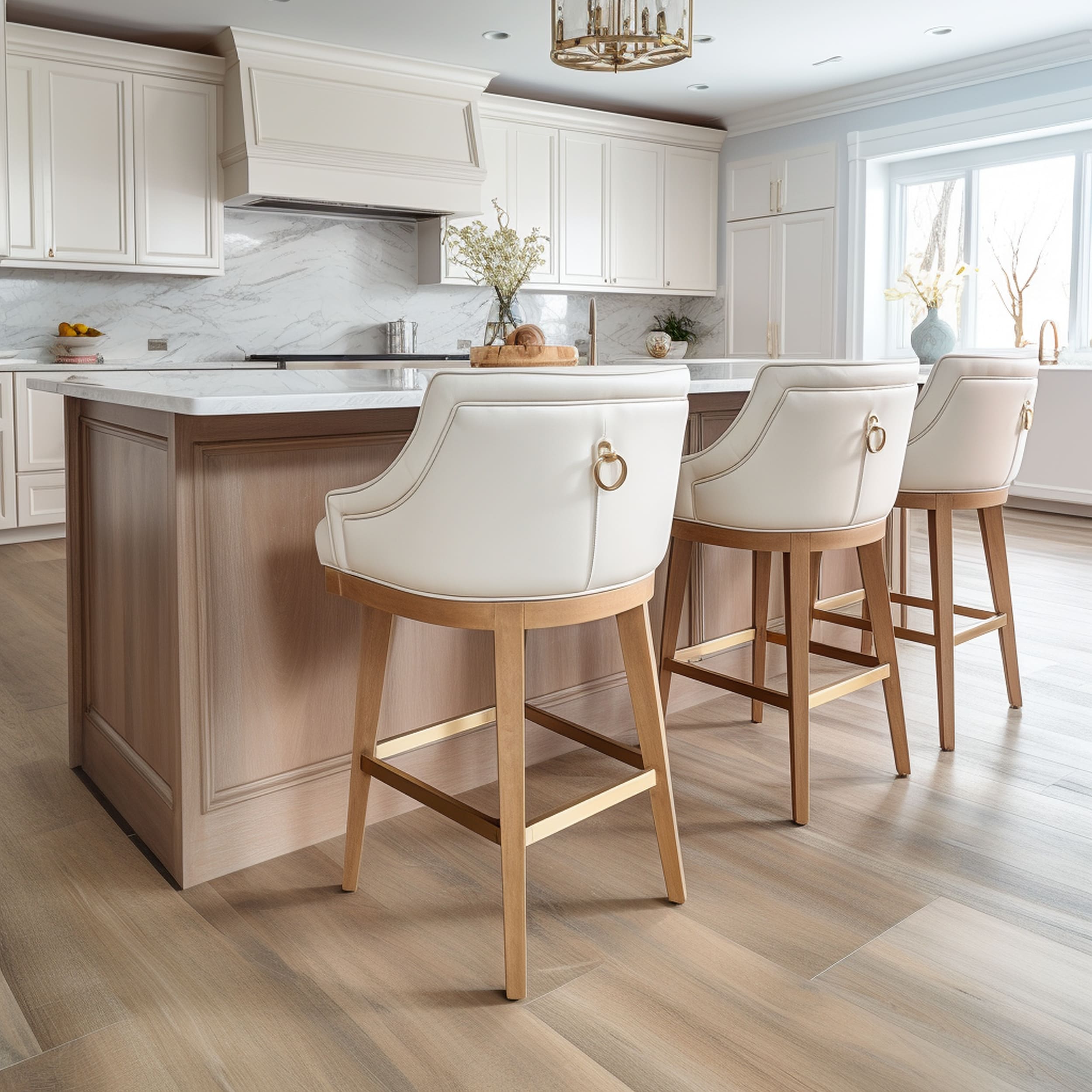 Modern Kitchen With Armchair Bar Stools