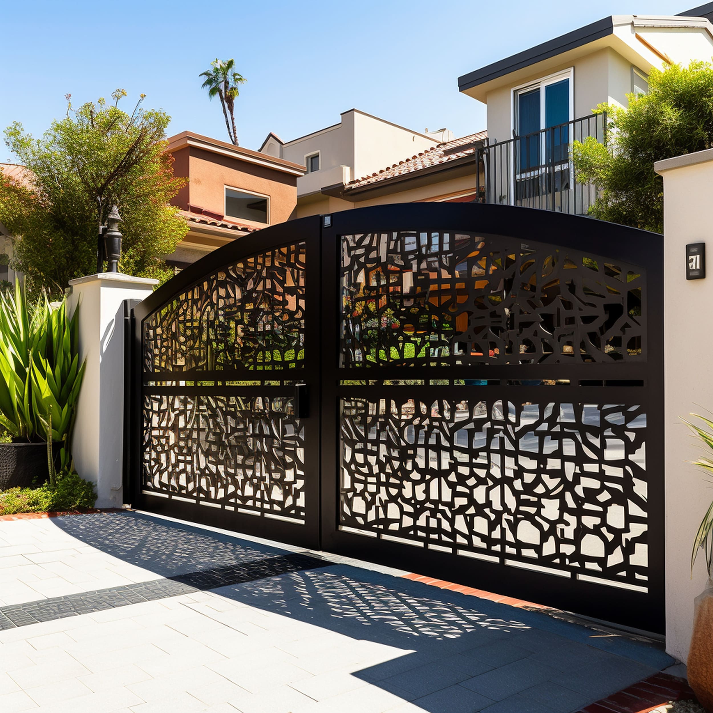 Driveway Gate With Intricate Laser Cut Designs