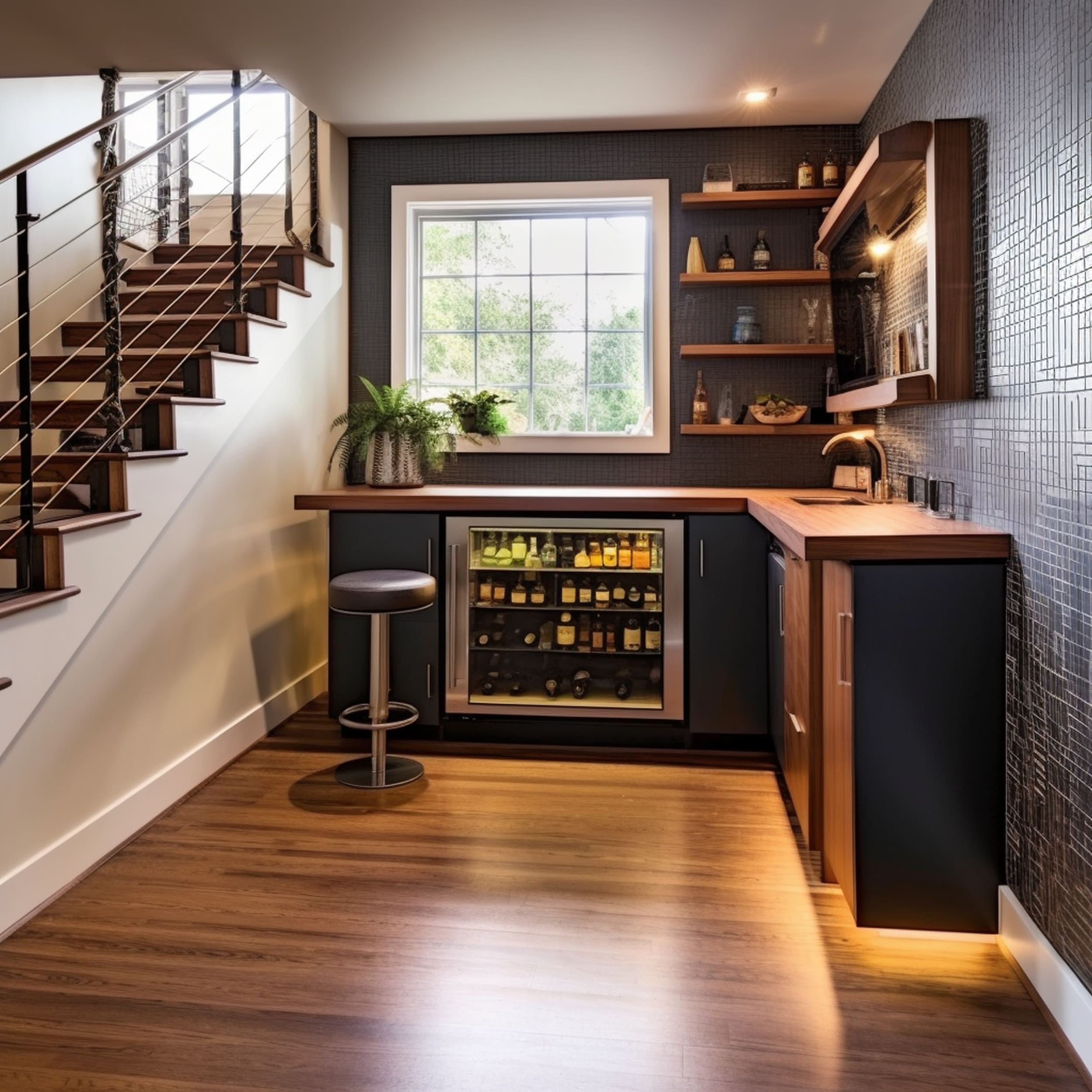 Home Bar Next to Staircase