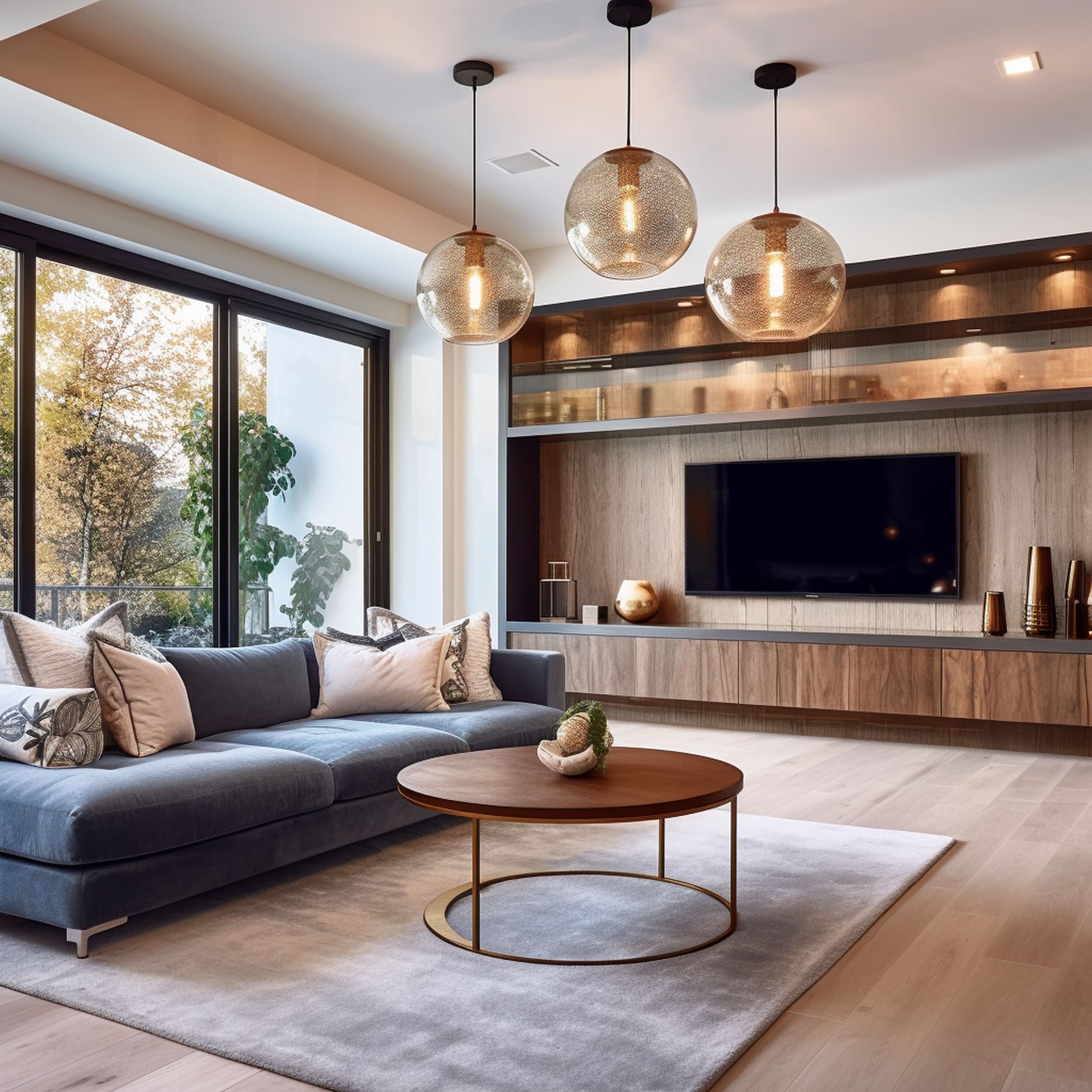 Living Room With Pendant Lights