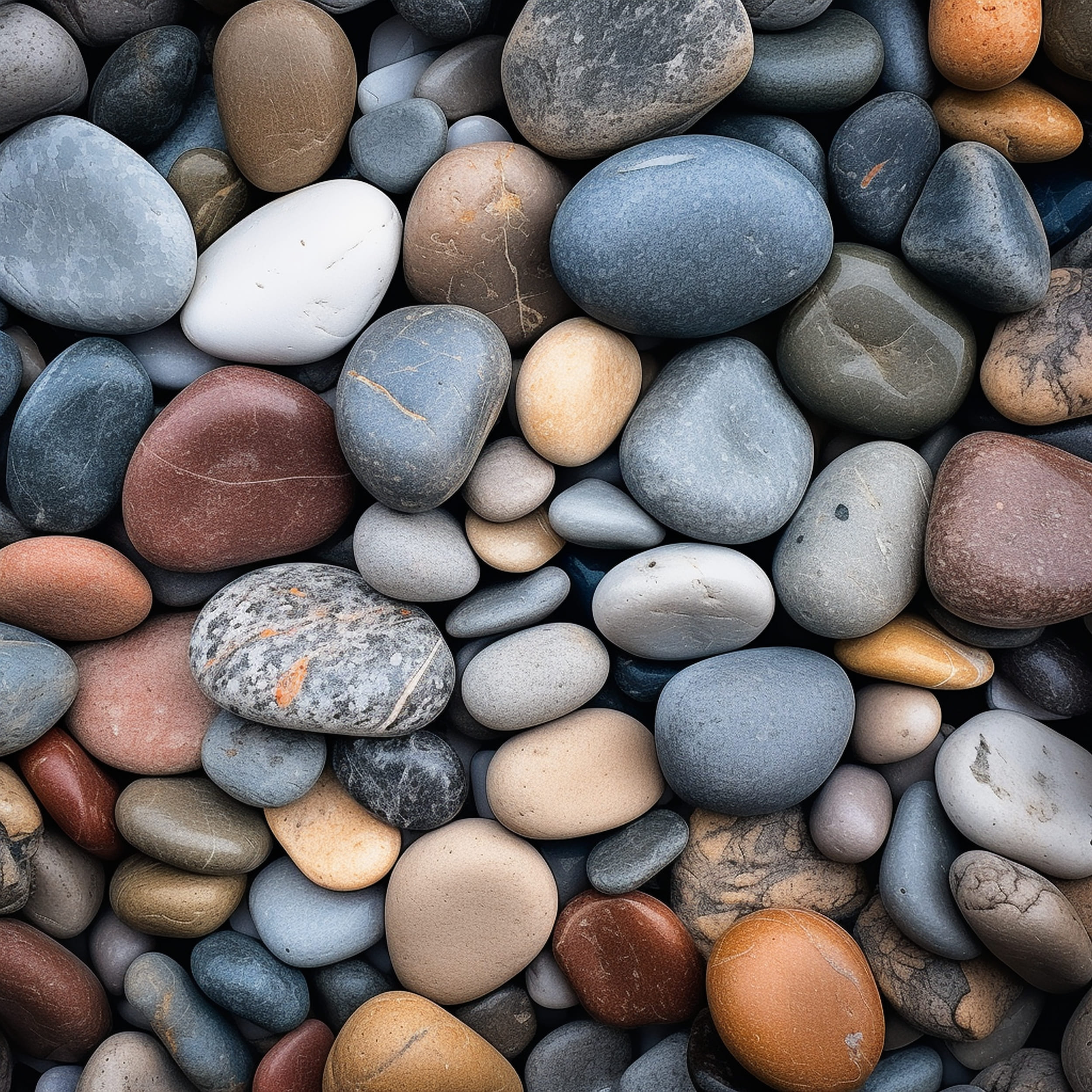 Assortment of Different Colored River Rocks