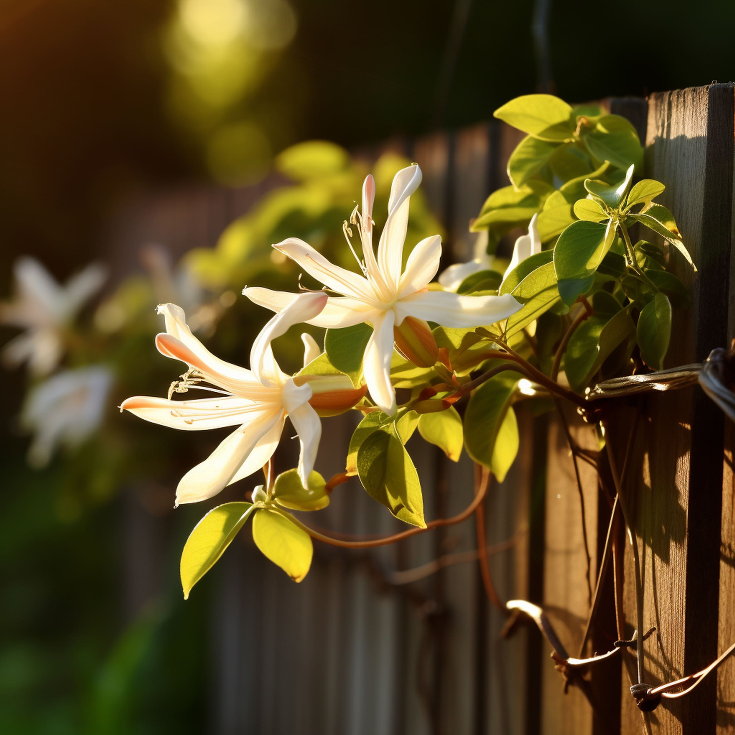 Honeysuckle Plant Growing on Fence