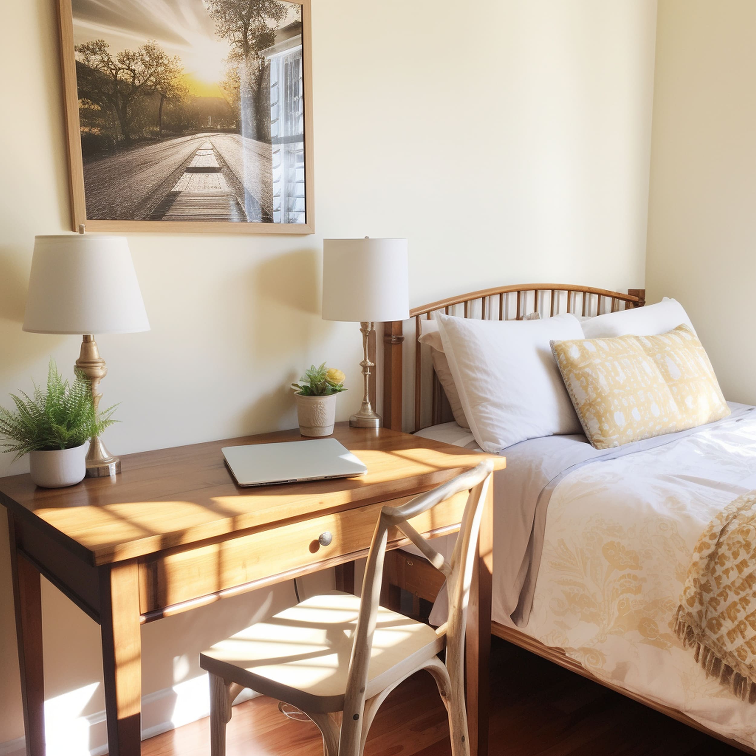 Bedroom With Desk Next to the Bed