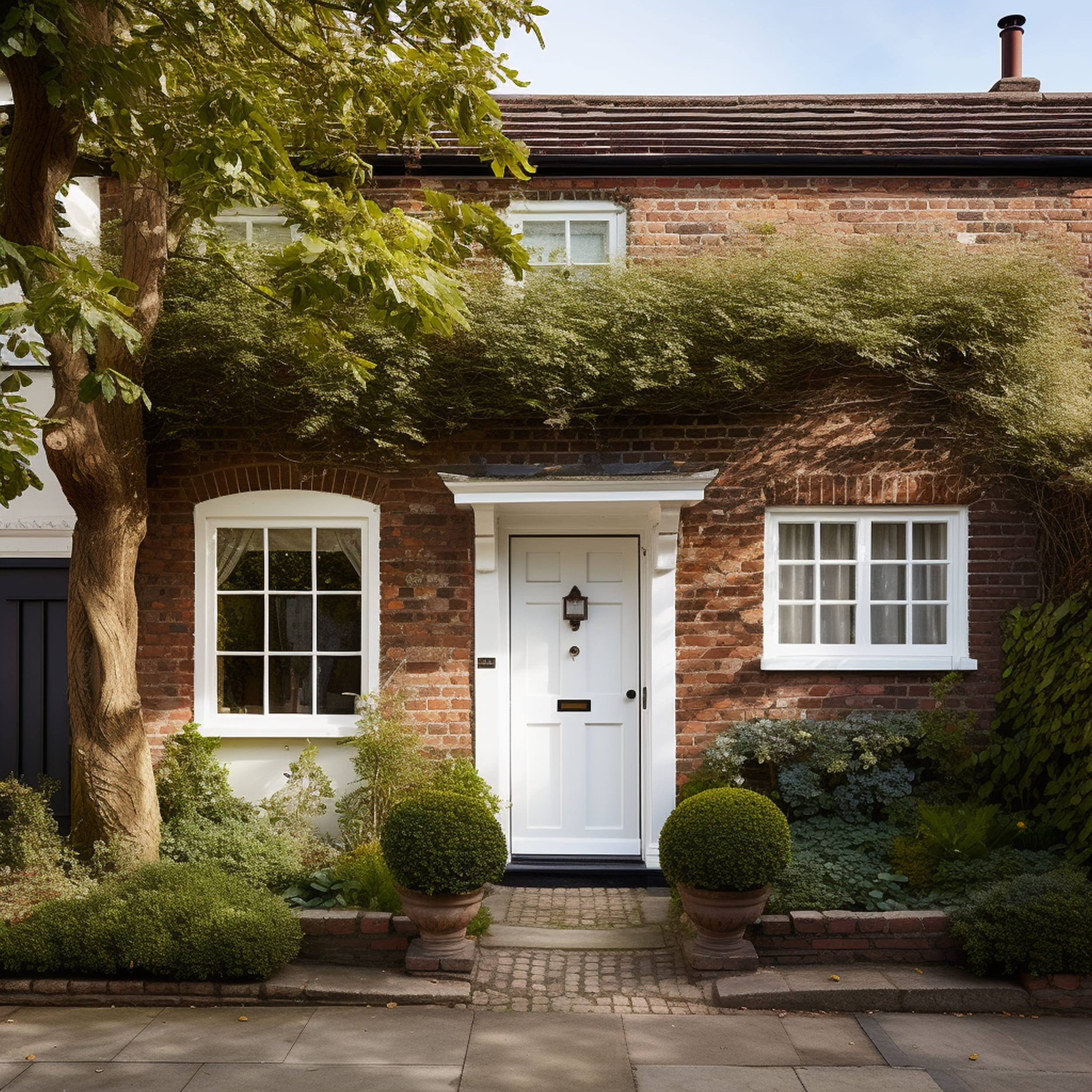 Brick Home With White Front Door