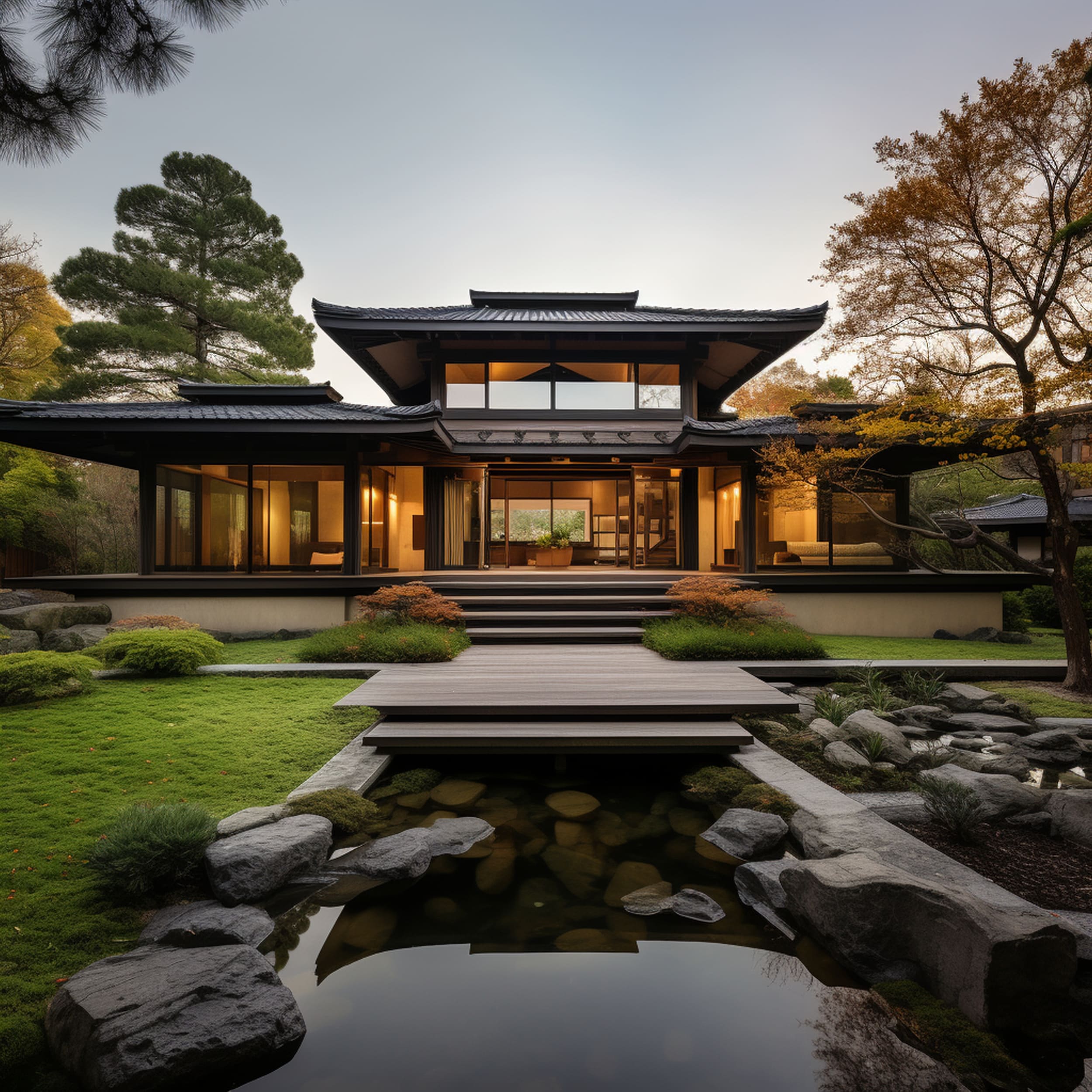 Japanese Style Ranch Home With Rock Garden