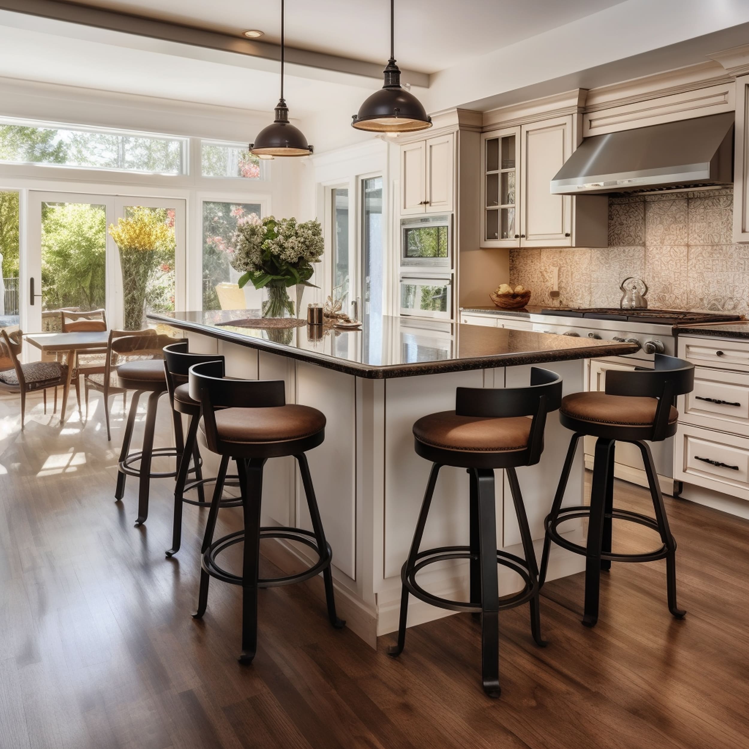 Modern Kitchen With Swivel Style Bar Stools