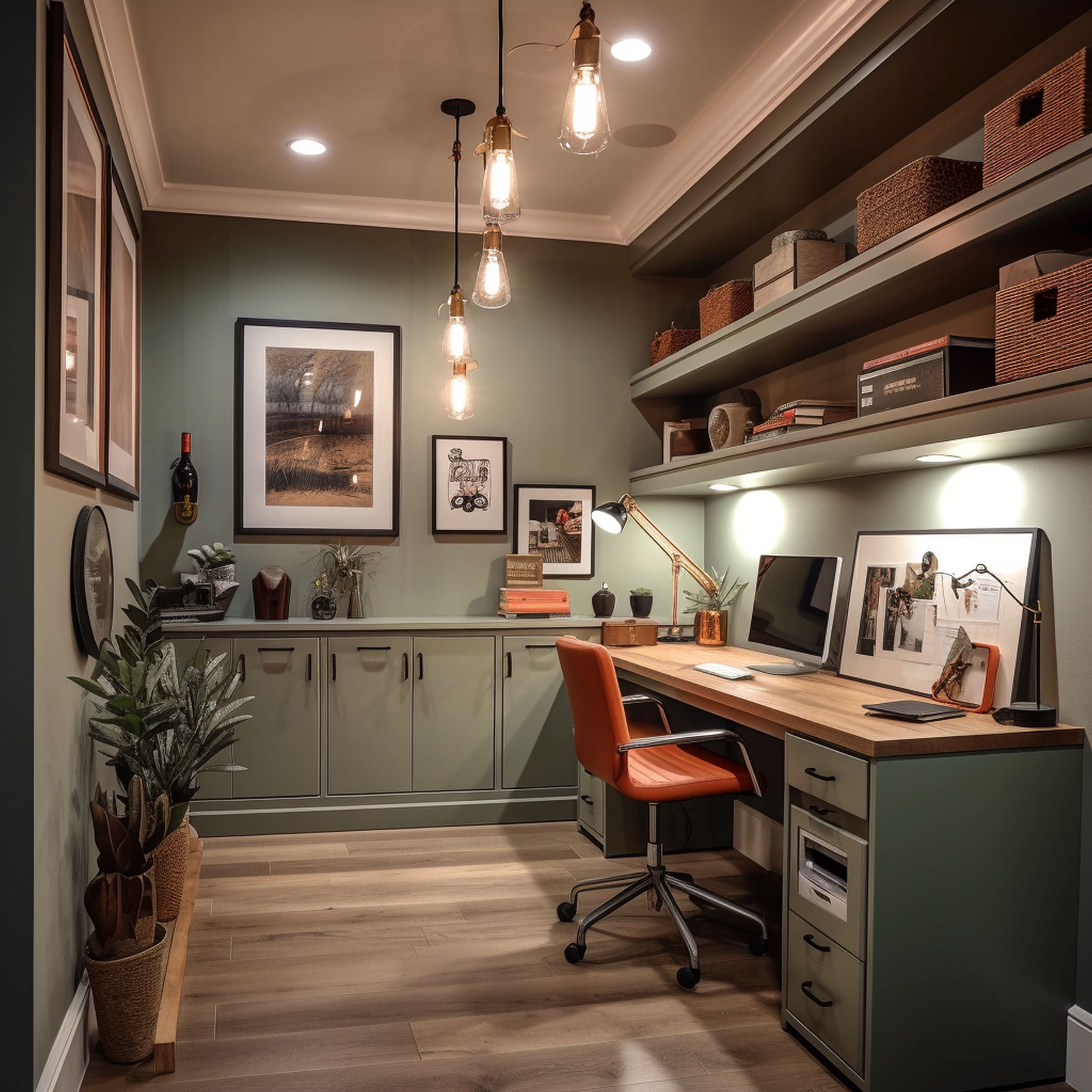 Desk in a Well Lit Windowless Room