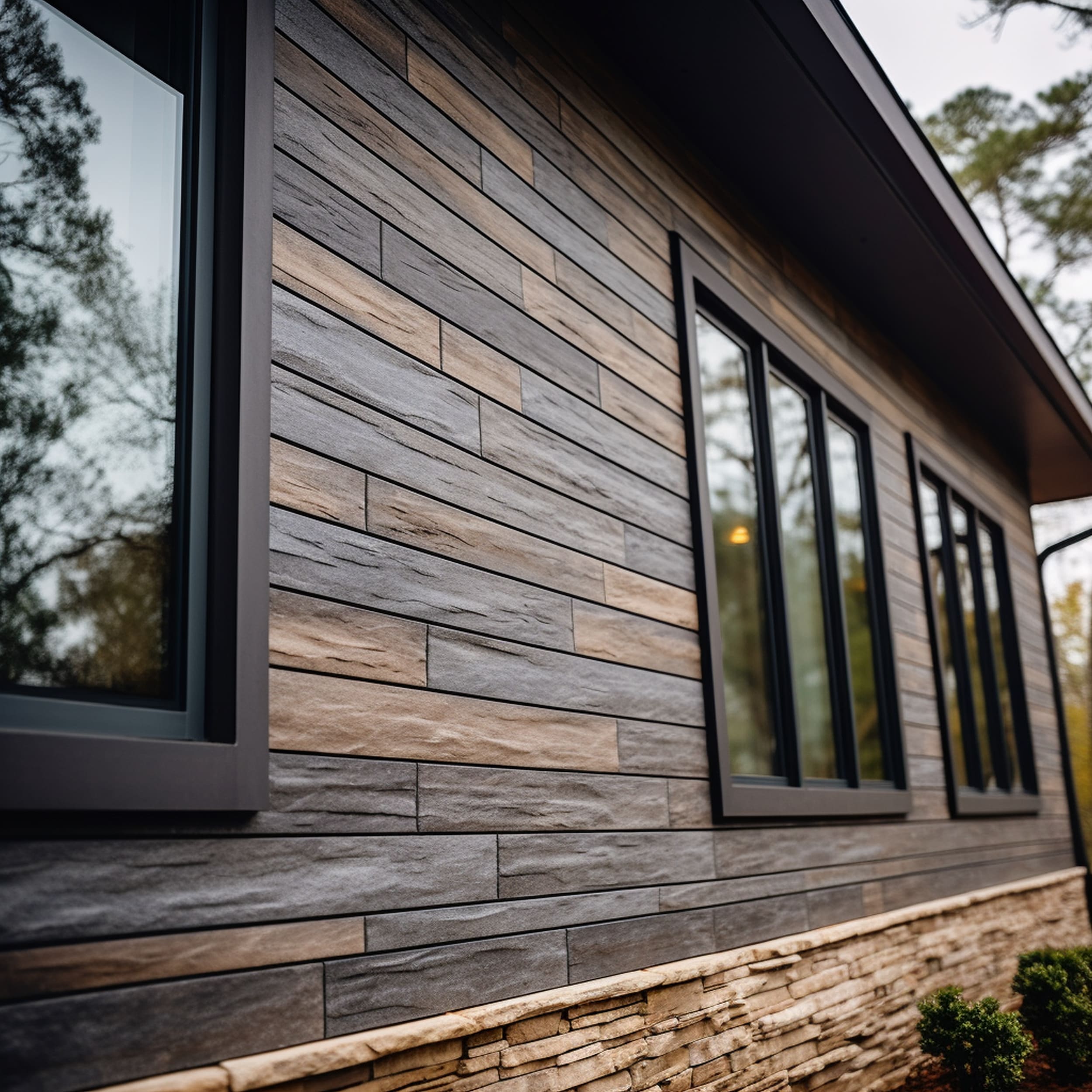 House With Quartzite Stone Siding