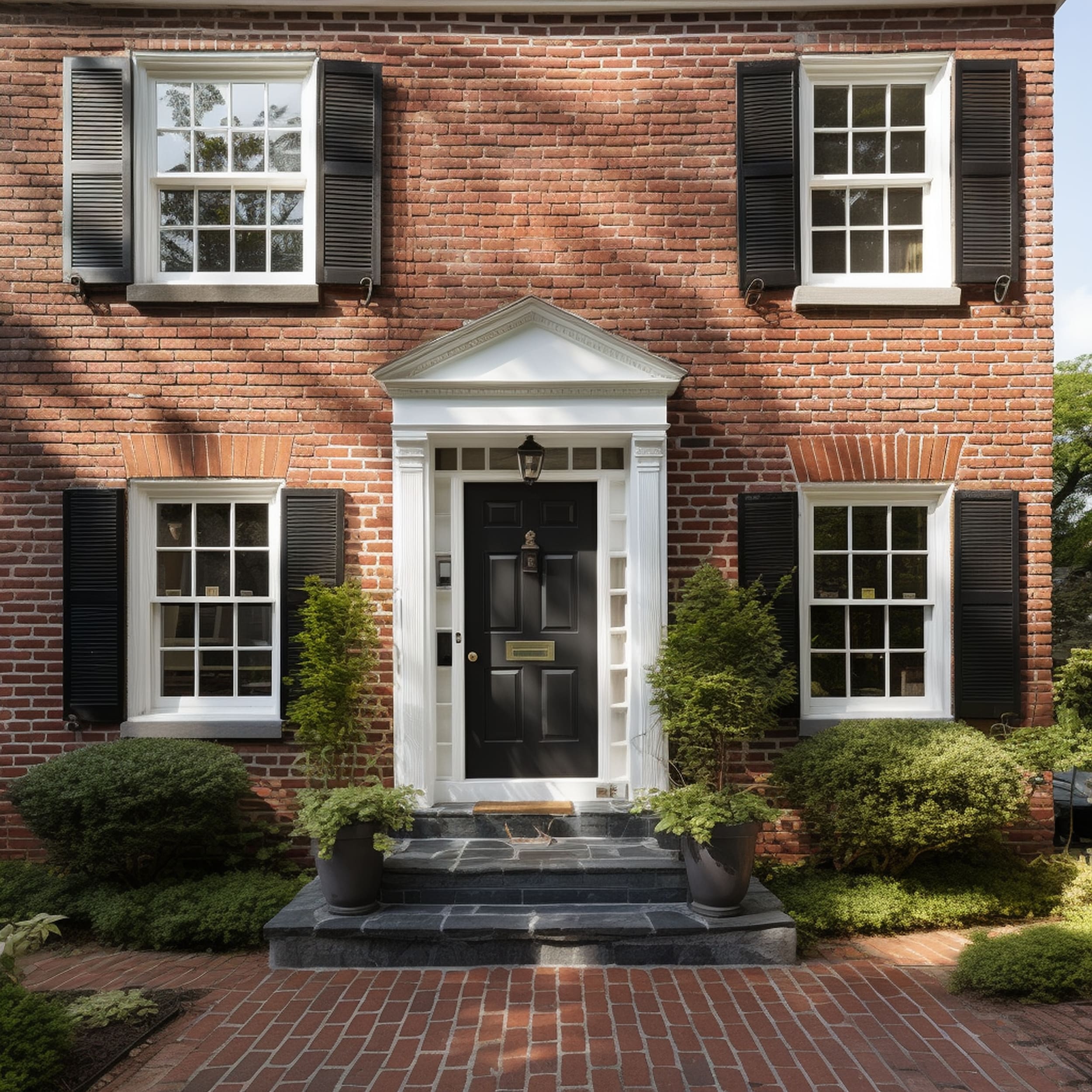 Brick Home With Black Front Door