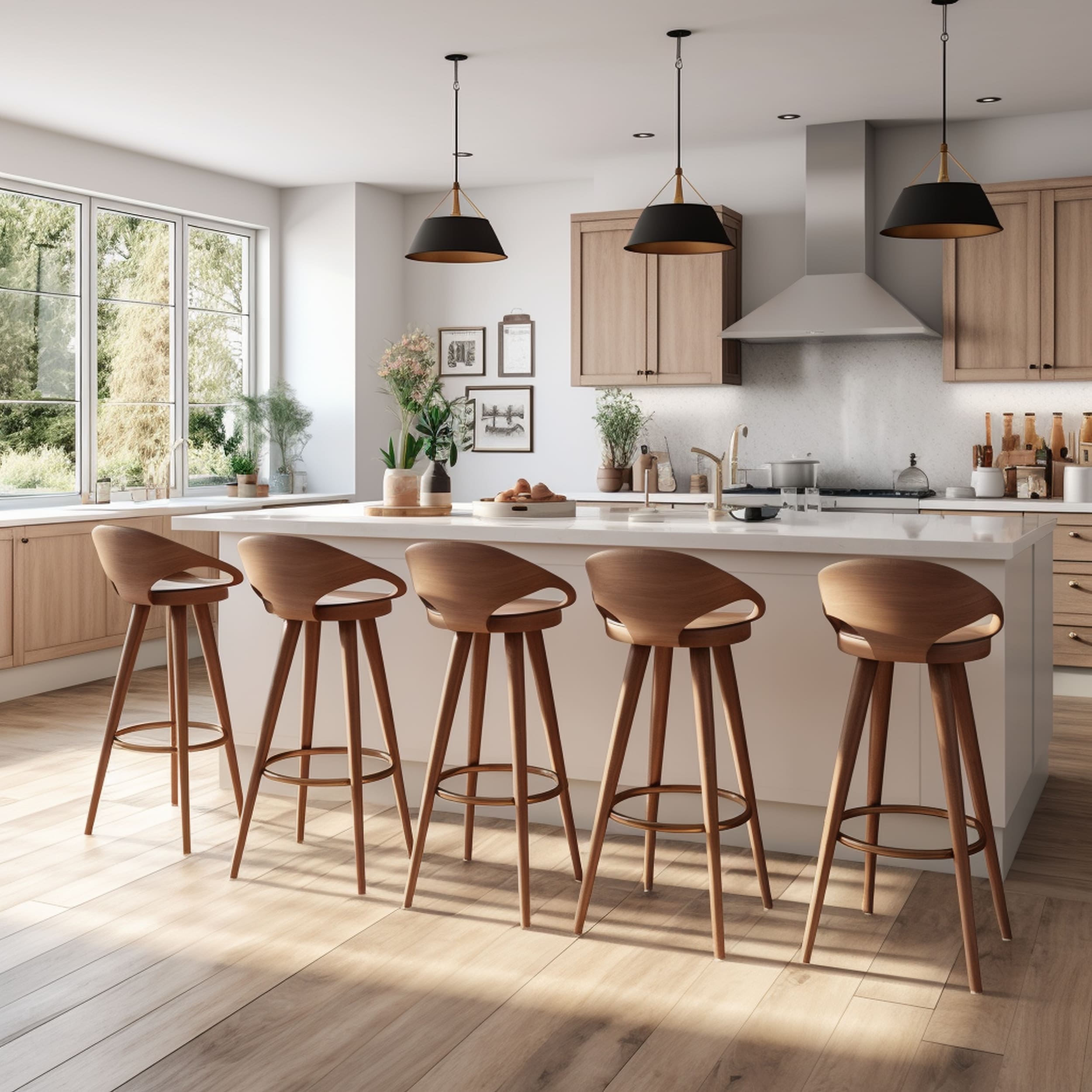 Modern Kitchen With Extra Tall Bar Stools
