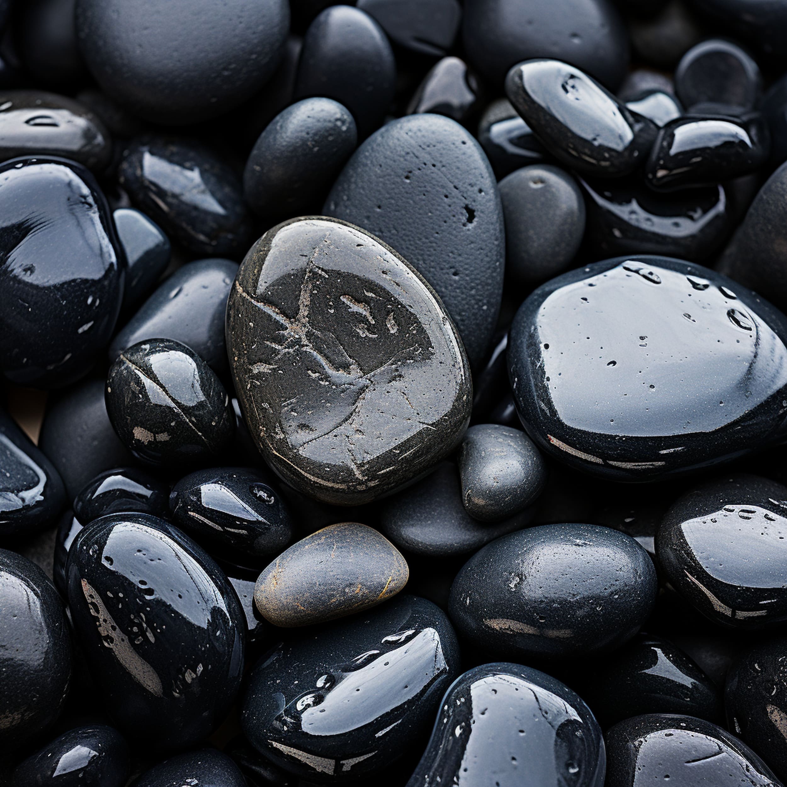 Black Polished Pebbles Used in Landscaping