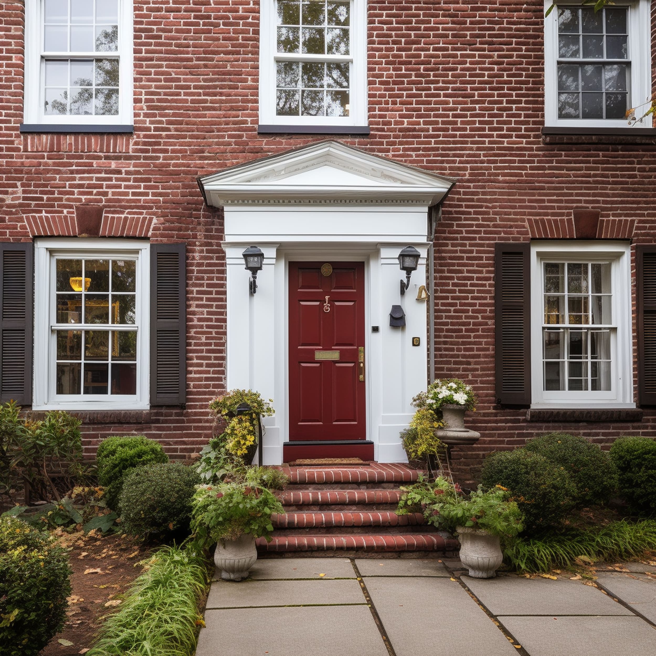 Brick Home With Red Front Door