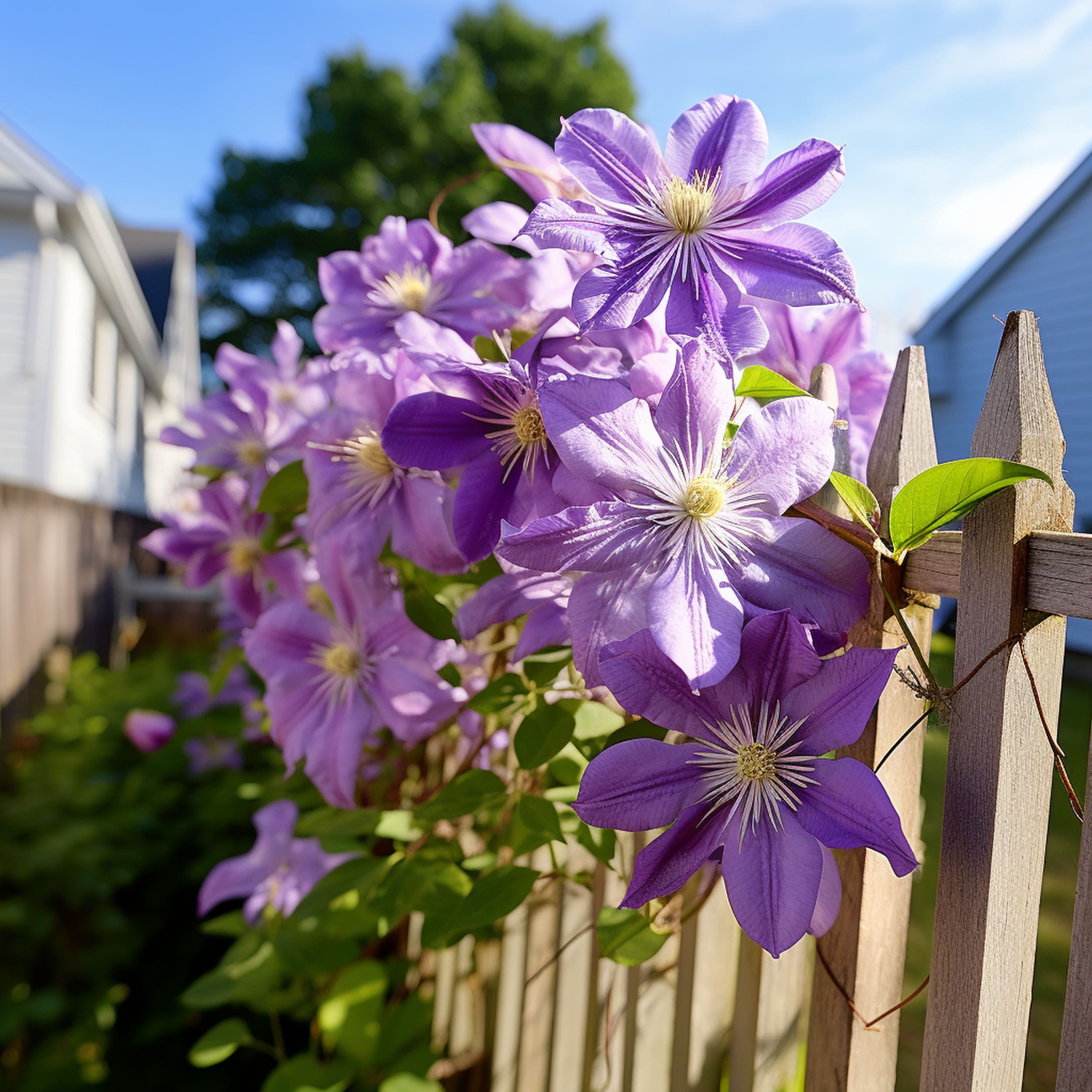 Clematis Plant Growing on Fence