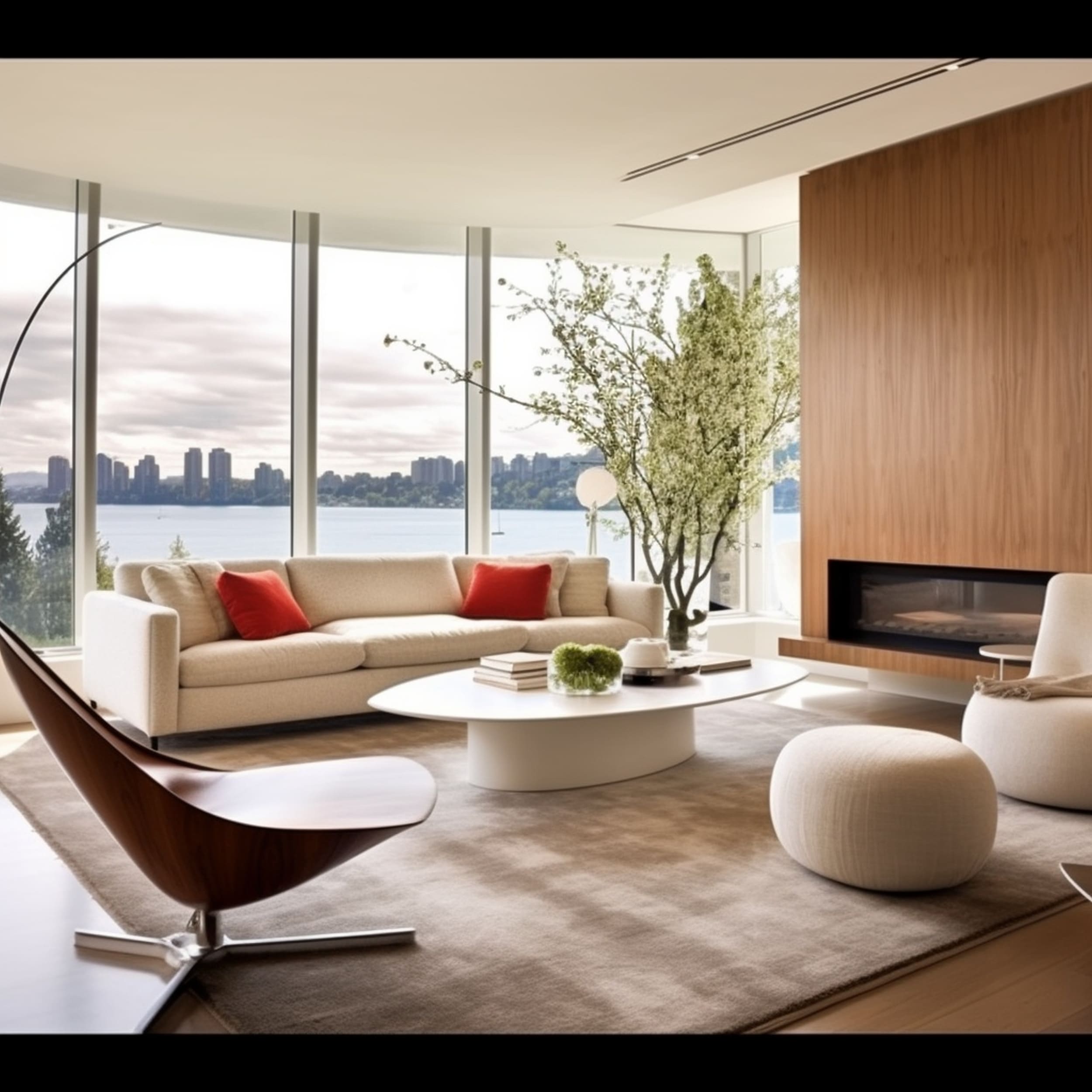 Modern Living Room With Oval Coffee Table