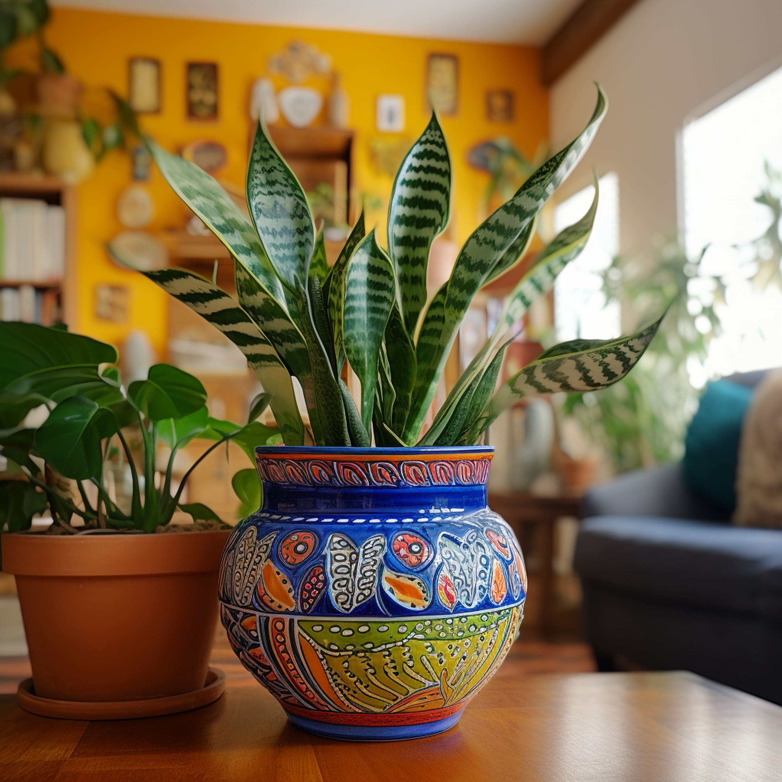 Mexican Inspired Planter With Snake Plant
