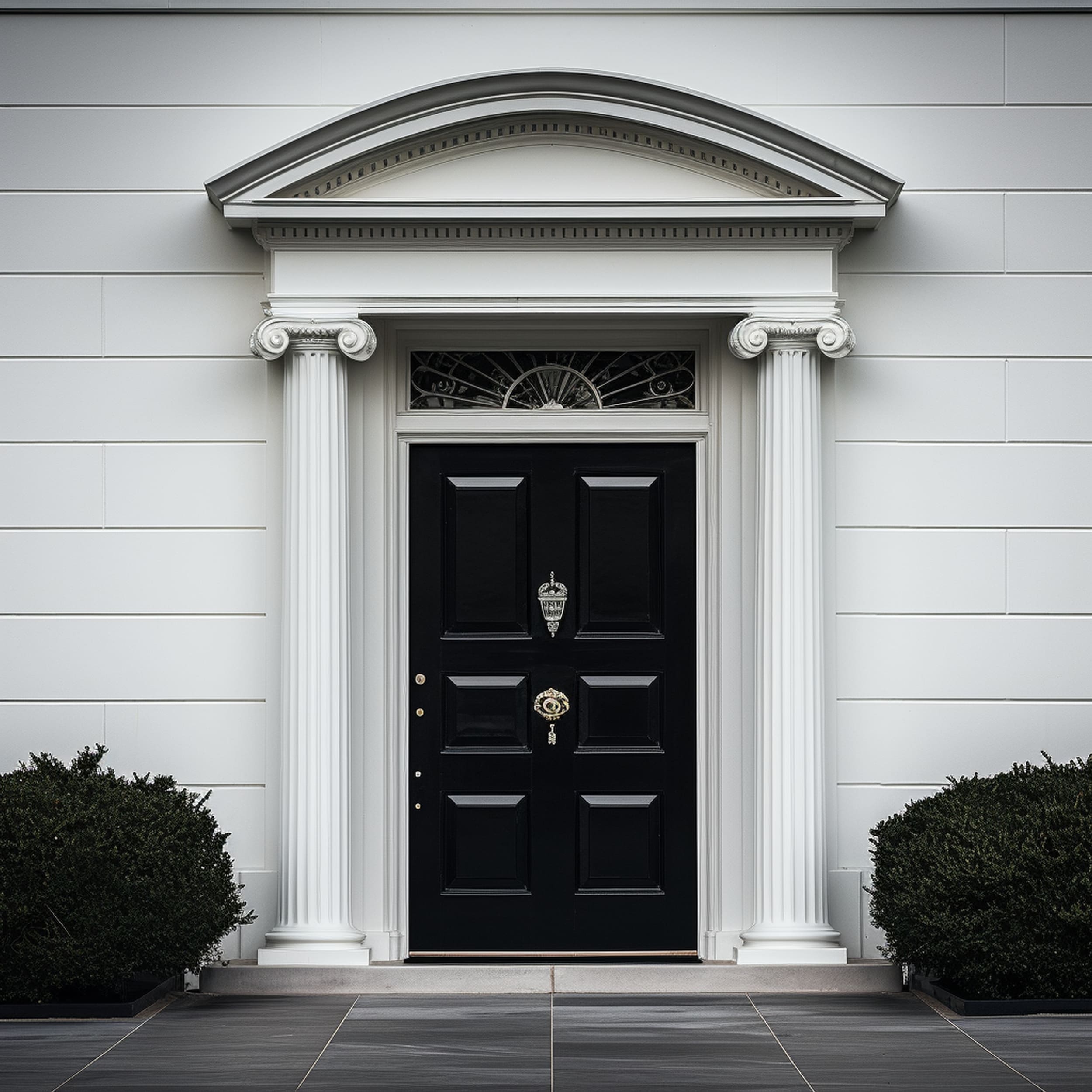 Black Front Door on a White House