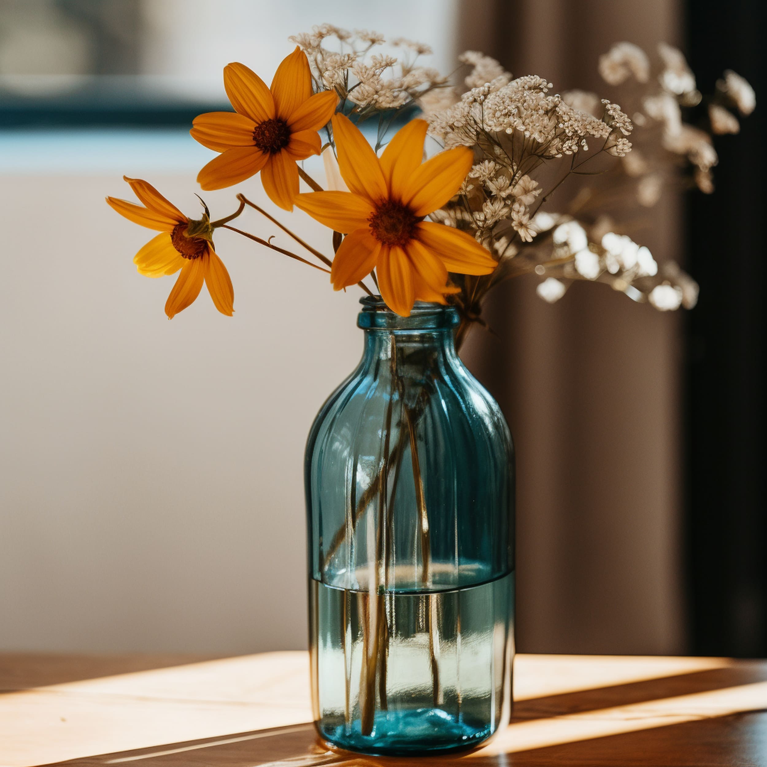 Bottle Vase With Flowers