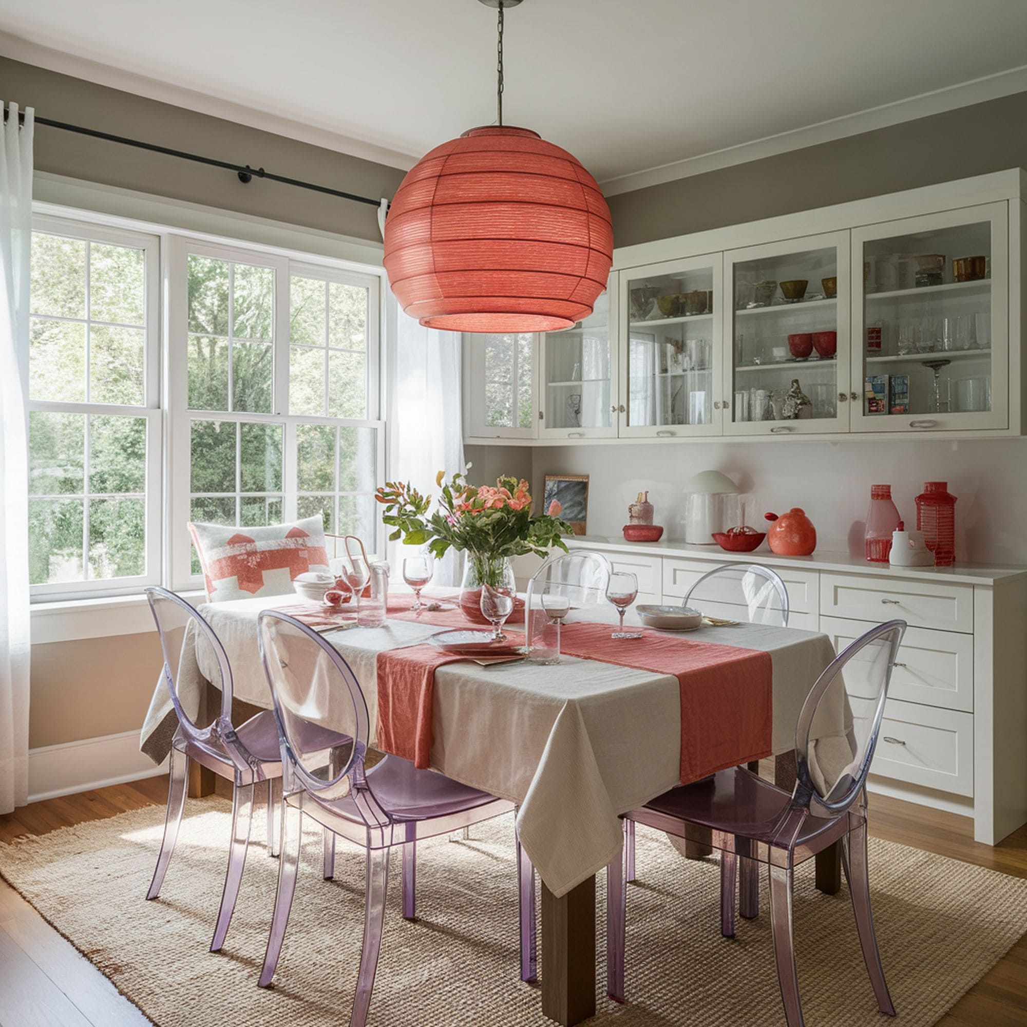 Dining Room With Coral Accents