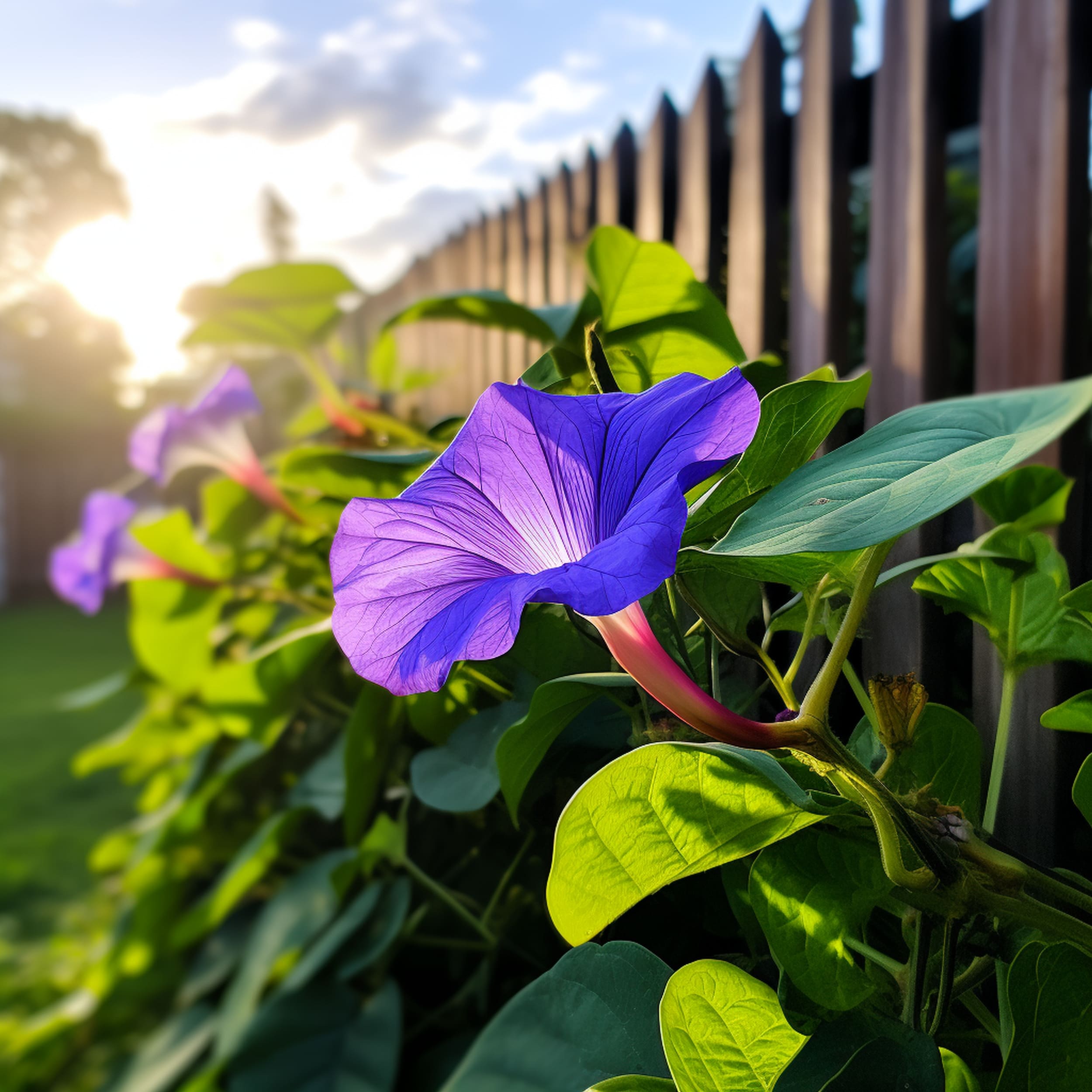 Morning Glory Plant Growing on Fence